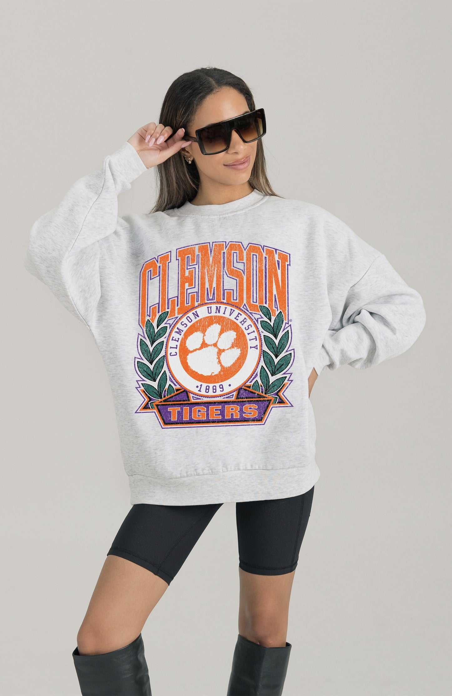 CLEMSON TIGERS HERITAGE PREMIUM FLEECE DROP SHOULDER CREWNECK PULLOVER