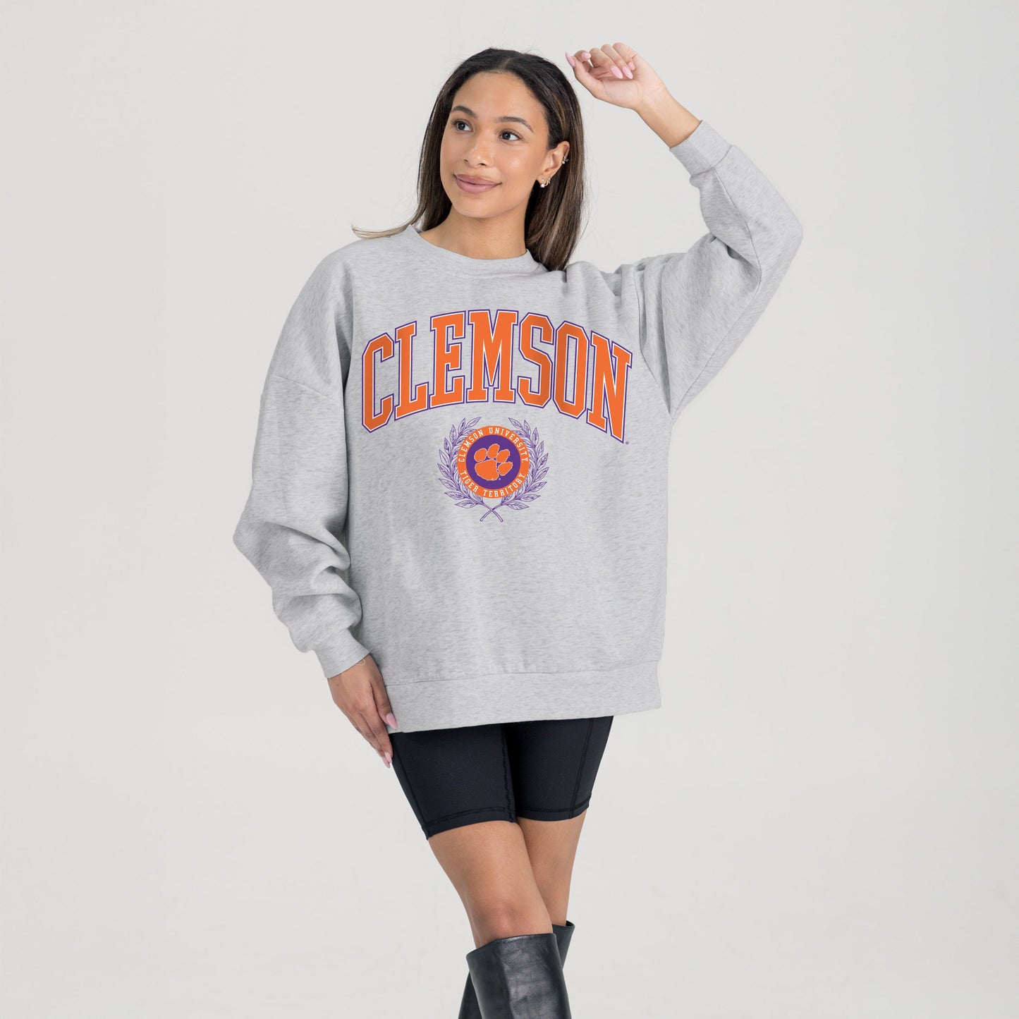 CLEMSON TIGERS TRADITION REFINED PREMIUM FLEECE CREWNECK PULLOVER
