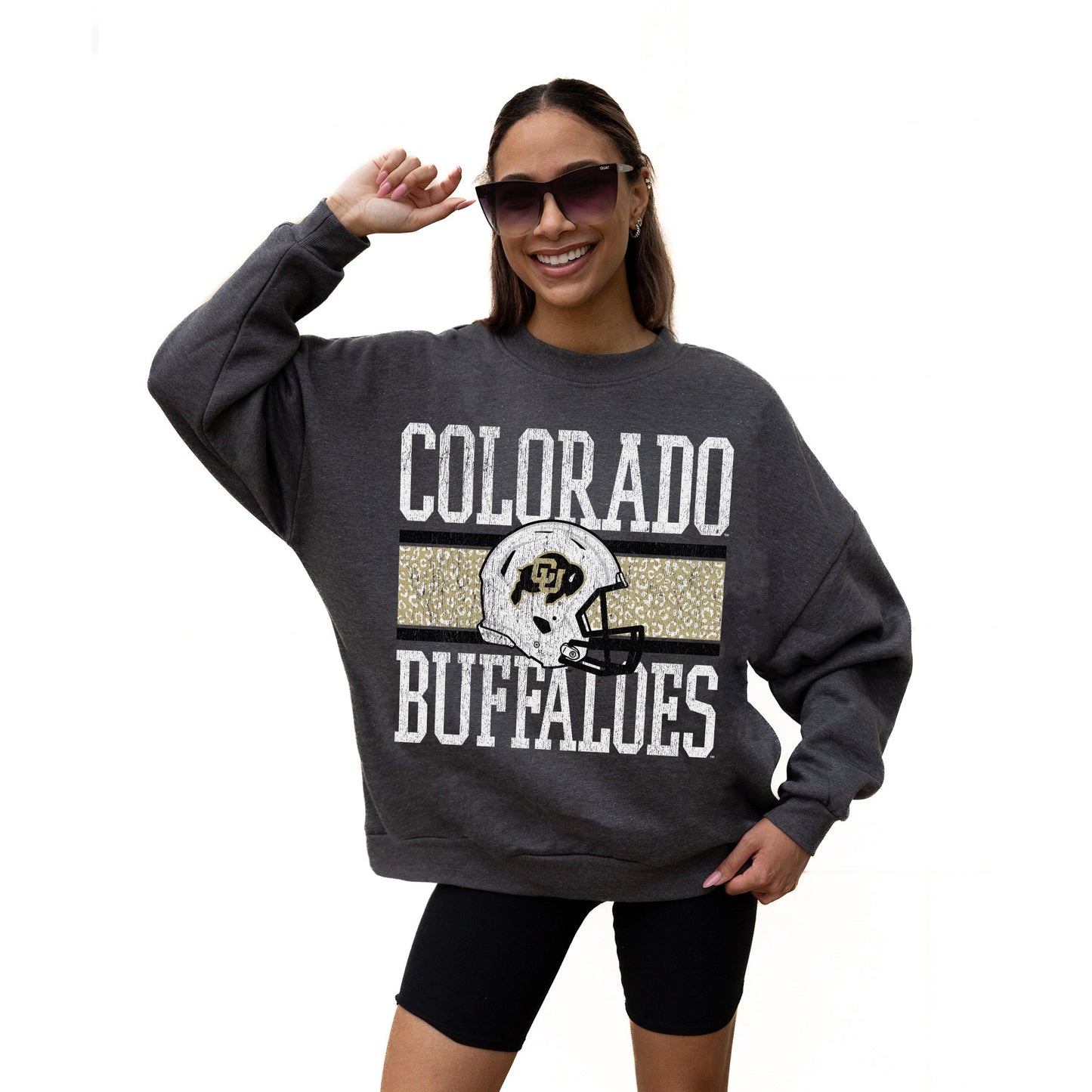 COLORADO BUFFALOES WILD TAILGATE LONG SLEEVE UNISEX FIT PREMIUM FLEECE CREWNECK SWEATSHIRT WITH RIBBED KNIT NECKLINE, WRIST, AND WAISTBAND