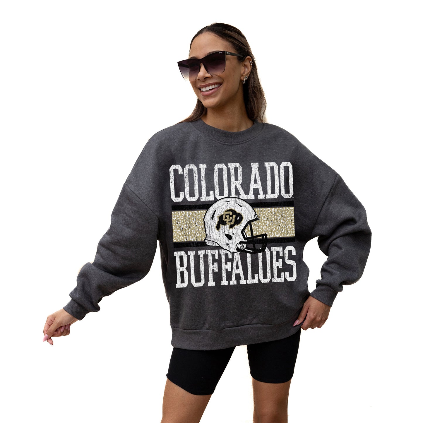 COLORADO BUFFALOES WILD TAILGATE LONG SLEEVE UNISEX FIT PREMIUM FLEECE CREWNECK SWEATSHIRT WITH RIBBED KNIT NECKLINE, WRIST, AND WAISTBAND