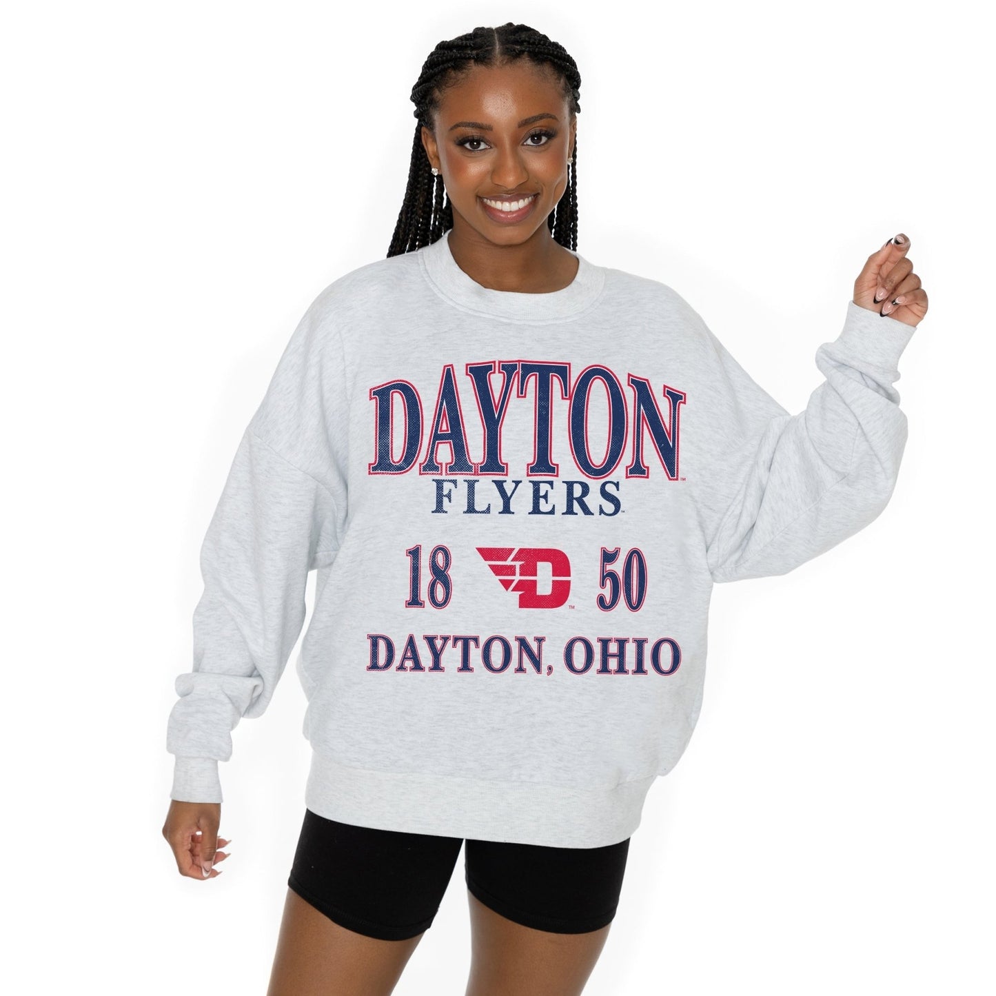 DAYTON FLYERS ALLEGIANCE LONG SLEEVE UNISEX FIT PREMIUM FLEECE CREWNECK SWEATSHIRT WITH RIBBED KNIT NECKLINE, WRIST, AND WAISTBAND - The Club