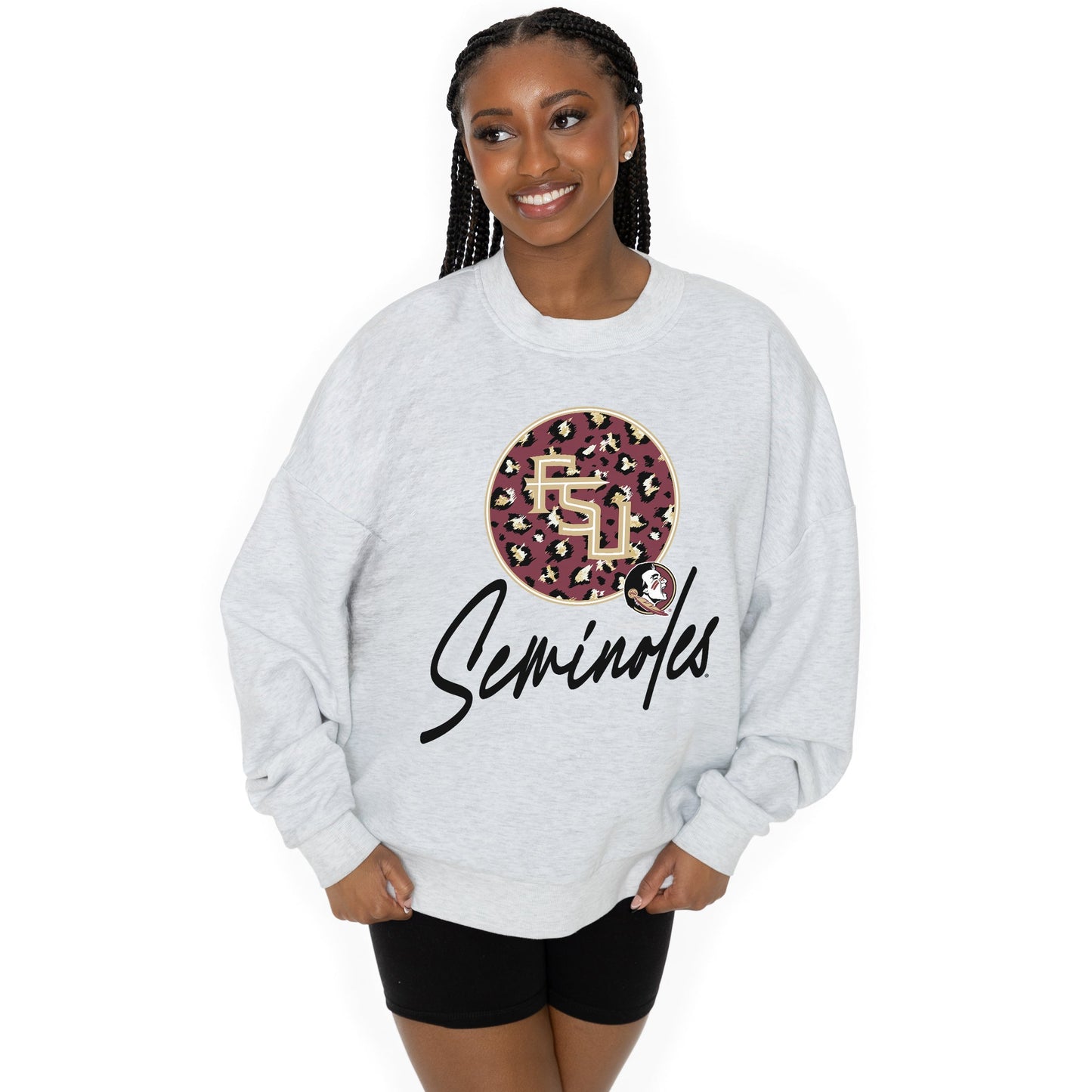 FLORIDA STATE SEMINOLES GOING WILD LONG SLEEVE UNISEX FIT PREMIUM FLEECE CREWNECK SWEATSHIRT WITH RIBBED KNIT NECKLINE, WRIST, AND WAISTBAND