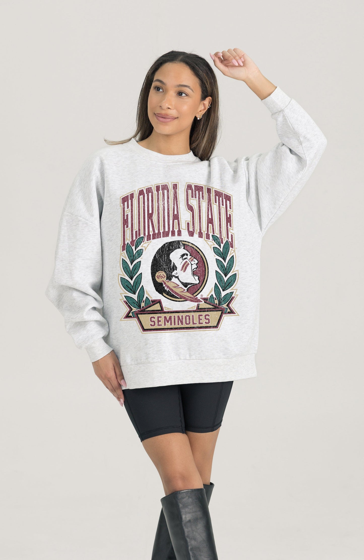 FLORIDA STATE SEMINOLES HERITAGE PREMIUM FLEECE DROP SHOULDER CREWNECK PULLOVER
