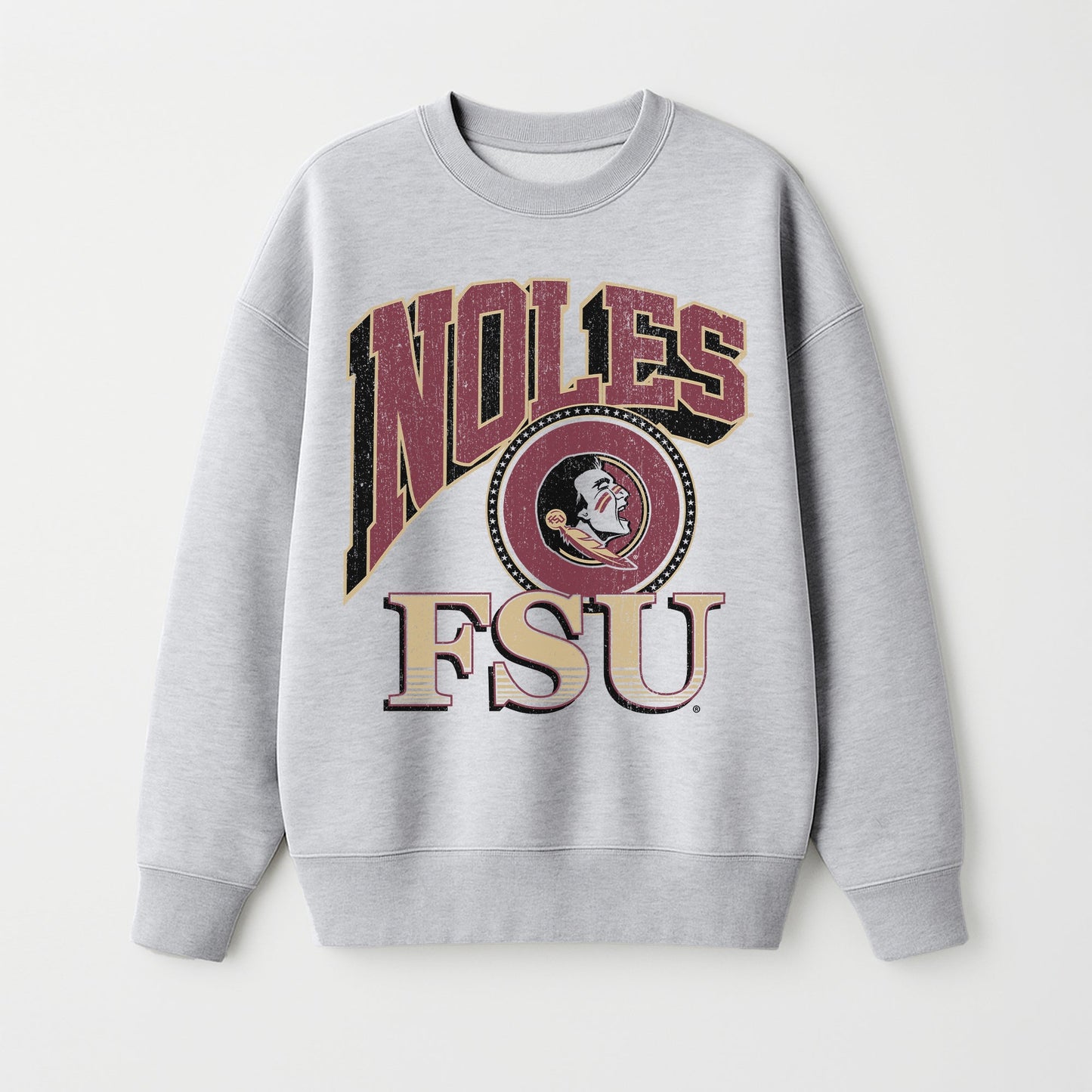 FLORIDA STATE SEMINOLES GAME ON PREMIUM FLEECE DROP SHOULDER CREWNECK PULLOVER