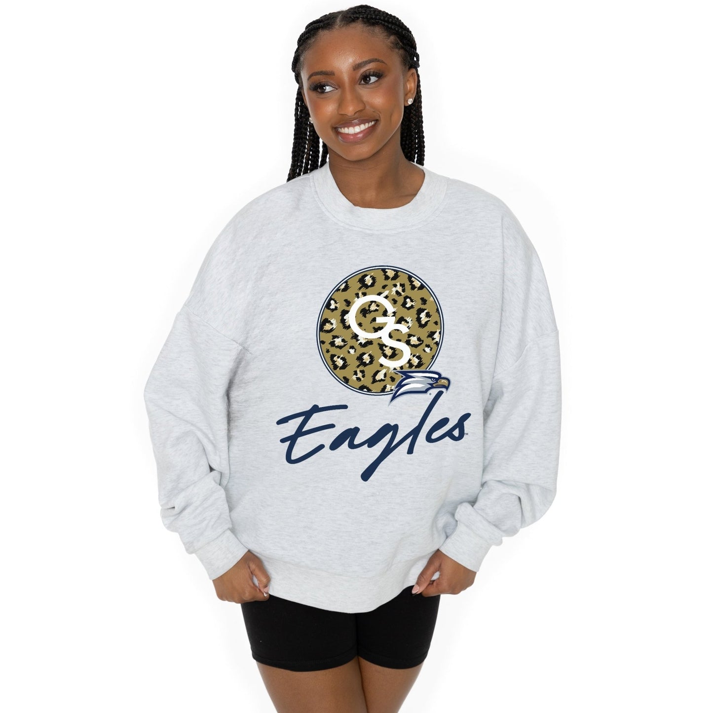 GEORGIA SOUTHERN EAGLES GOING WILD LONG SLEEVE UNISEX FIT PREMIUM FLEECE CREWNECK SWEATSHIRT WITH RIBBED KNIT NECKLINE, WRIST, AND WAISTBAND - The Club