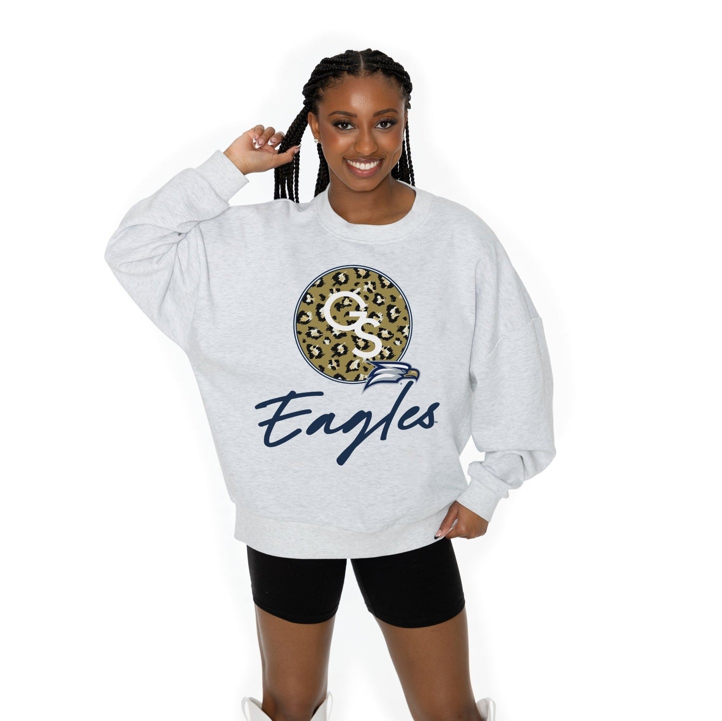 GEORGIA SOUTHERN EAGLES GOING WILD LONG SLEEVE UNISEX FIT PREMIUM FLEECE CREWNECK SWEATSHIRT WITH RIBBED KNIT NECKLINE, WRIST, AND WAISTBAND - The Club