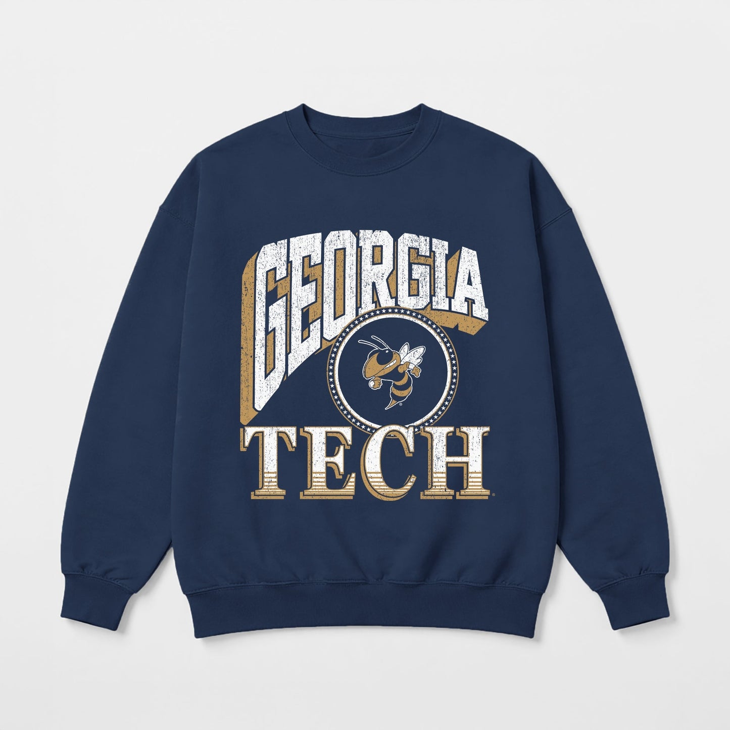 GEORGIA TECH YELLOW JACKETS MAIN CHARACTER PREMIUM FLEECE DROP SHOULDER CREWNECK PULLOVER