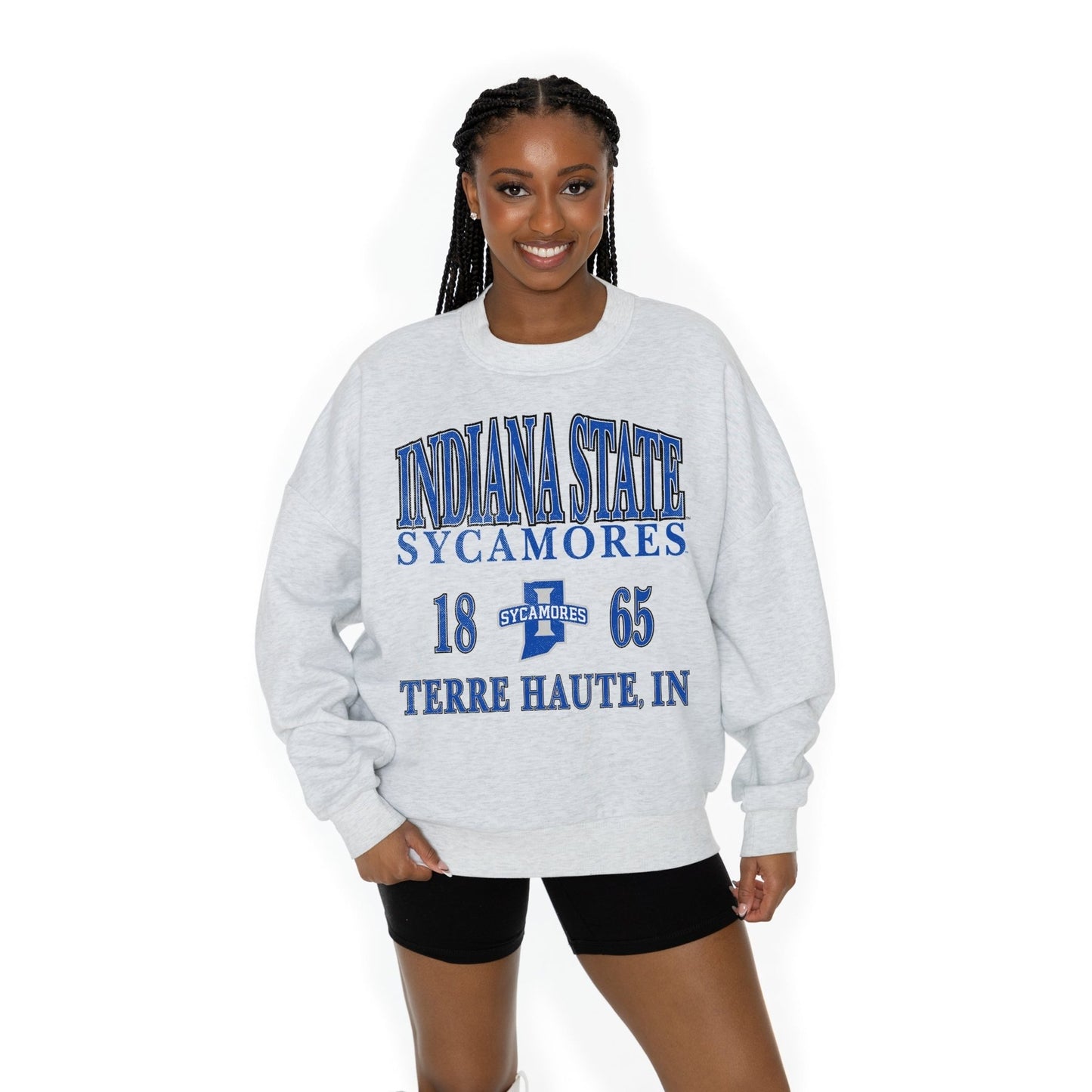 INDIANA STATE SYCAMORES ALLEGIANCE LONG SLEEVE UNISEX FIT PREMIUM FLEECE CREWNECK SWEATSHIRT WITH RIBBED KNIT NECKLINE, WRIST, AND WAISTBAND - The Club