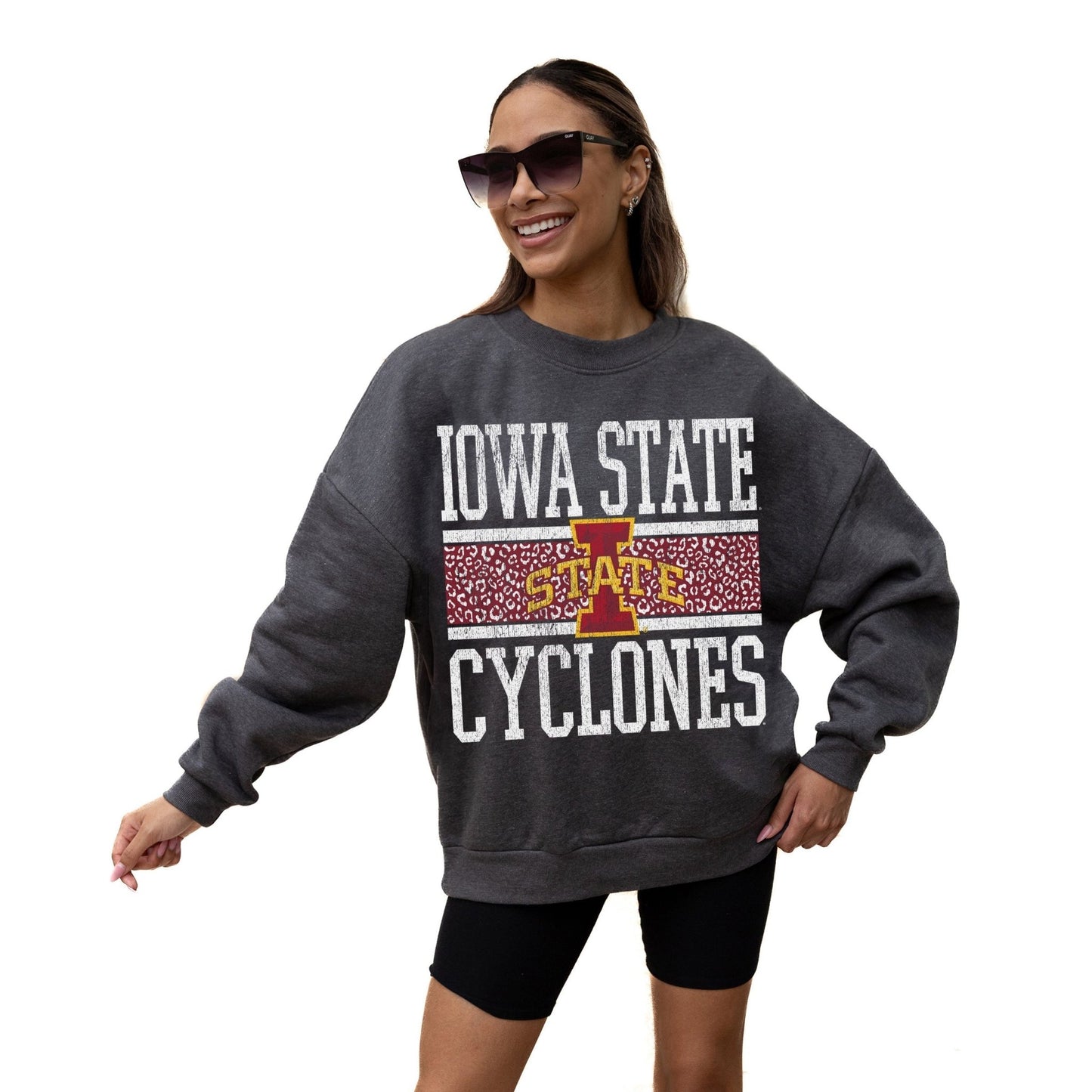 IOWA STATE CYCLONES WILD TAILGATE LONG SLEEVE UNISEX FIT PREMIUM FLEECE CREWNECK SWEATSHIRT WITH RIBBED KNIT NECKLINE, WRIST, AND WAISTBAND - The Club
