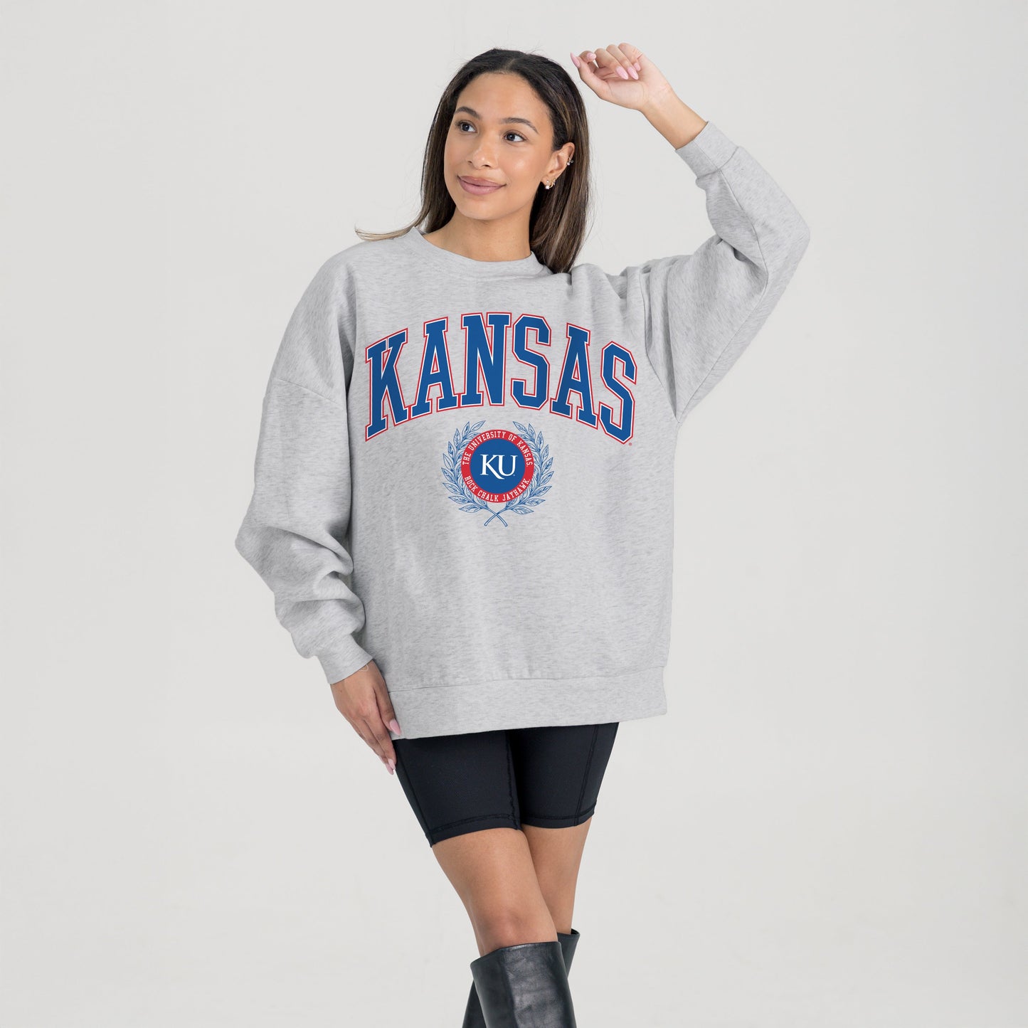 KANSAS JAYHAWKS TRADITION REFINED PREMIUM FLEECE CREWNECK PULLOVER