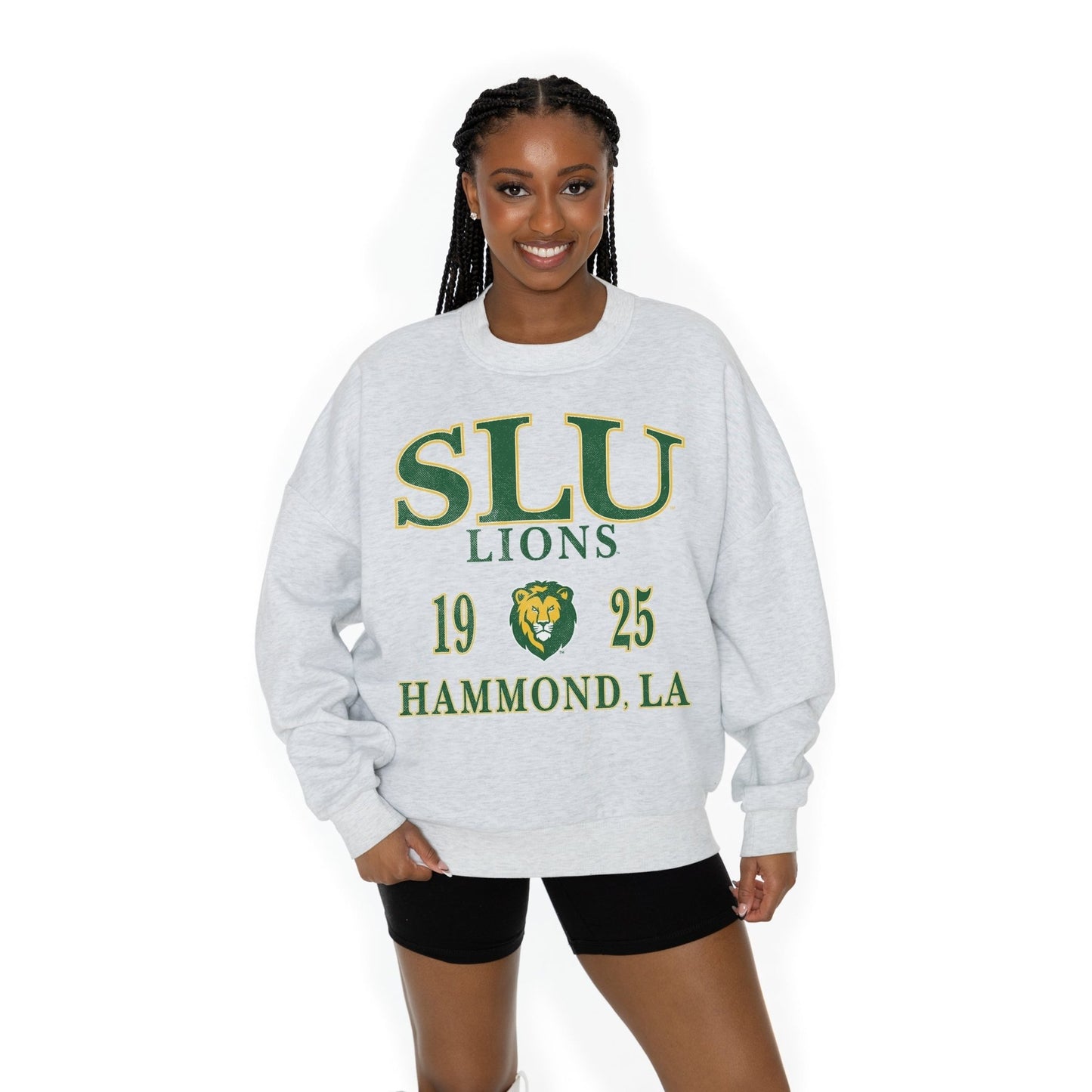 SOUTHEASTERN LOUISIANA LIONS ALLEGIANCE LONG SLEEVE UNISEX FIT PREMIUM FLEECE CREWNECK SWEATSHIRT WITH RIBBED KNIT NECKLINE, WRIST, AND WAISTBAND - The Club