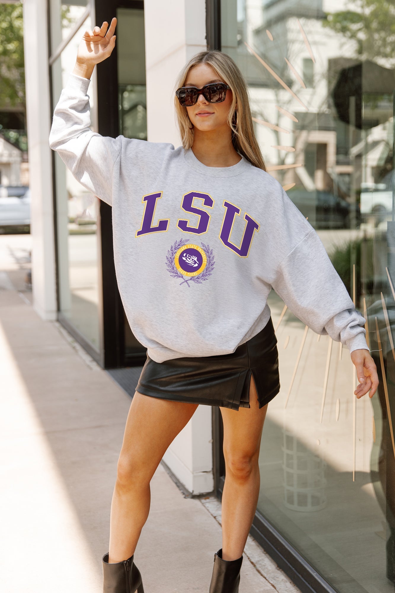 LSU TIGERS TRADITION REFINED PREMIUM FLEECE CREWNECK PULLOVER