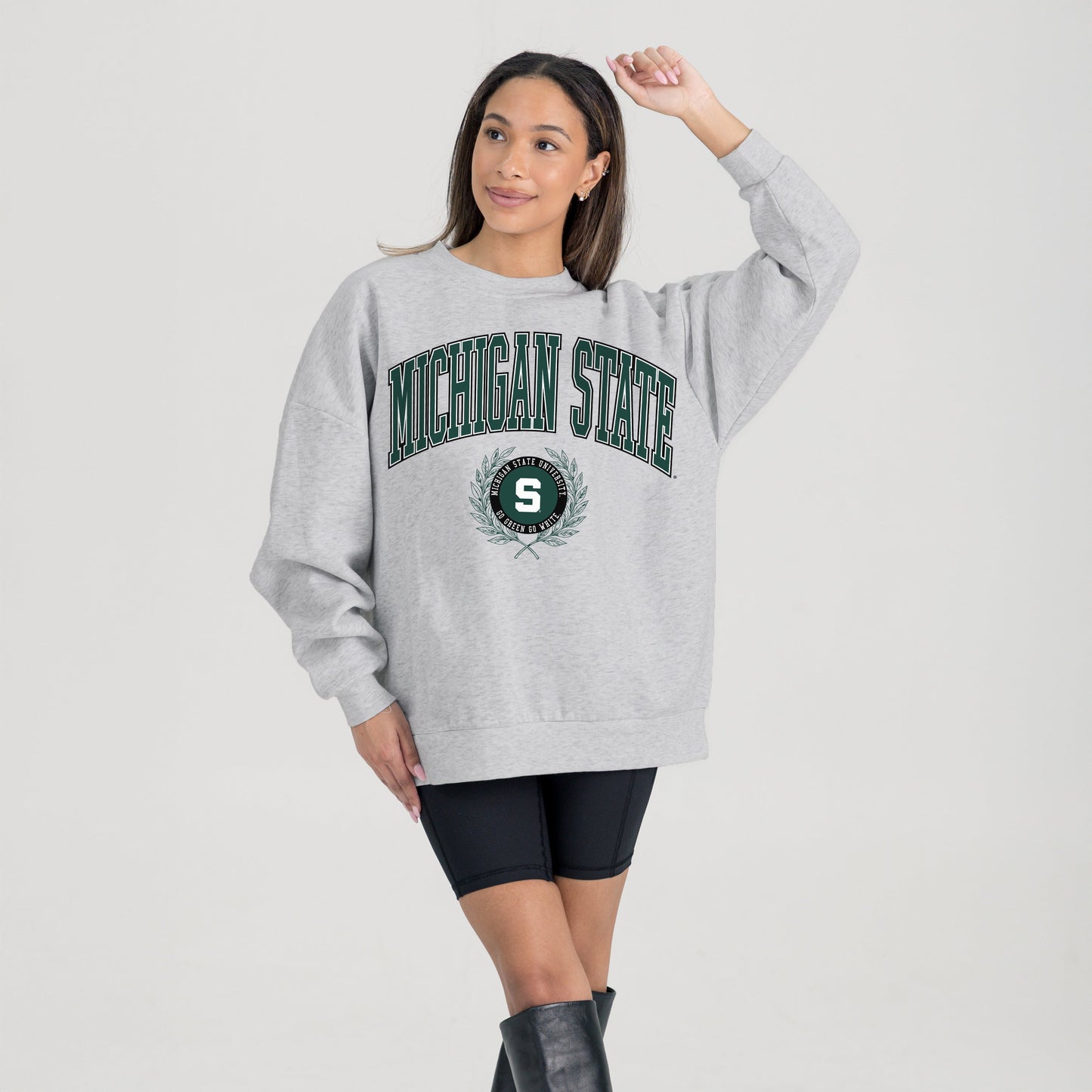 MICHIGAN STATE SPARTANS TRADITION REFINED PREMIUM FLEECE CREWNECK PULLOVER