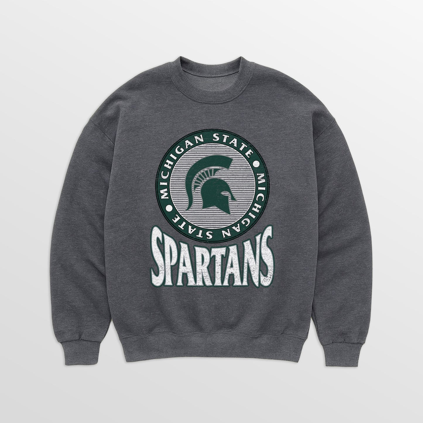 MICHIGAN STATE SPARTANS SATURDAY SEAL PREMIUM FLEECE DROP SHOULDER CREWNECK PULLOVER