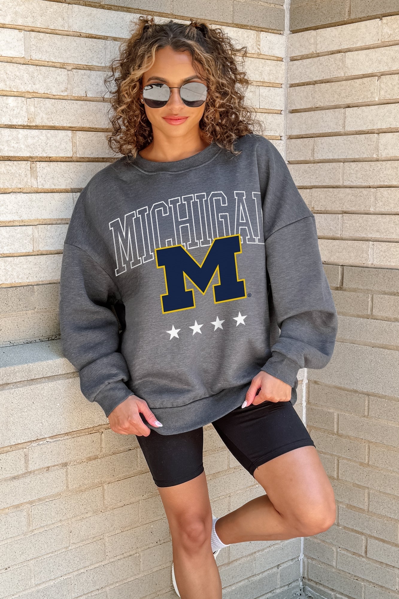 MICHIGAN WOLVERINES RISING STAR PREMIUM FLEECE CREWNECK PULLOVER
