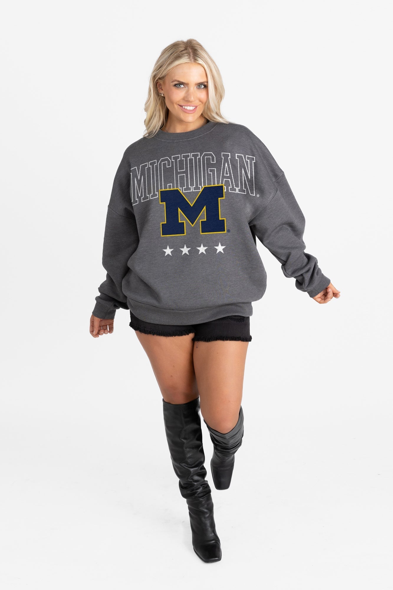 MICHIGAN WOLVERINES RISING STAR PREMIUM FLEECE CREWNECK PULLOVER