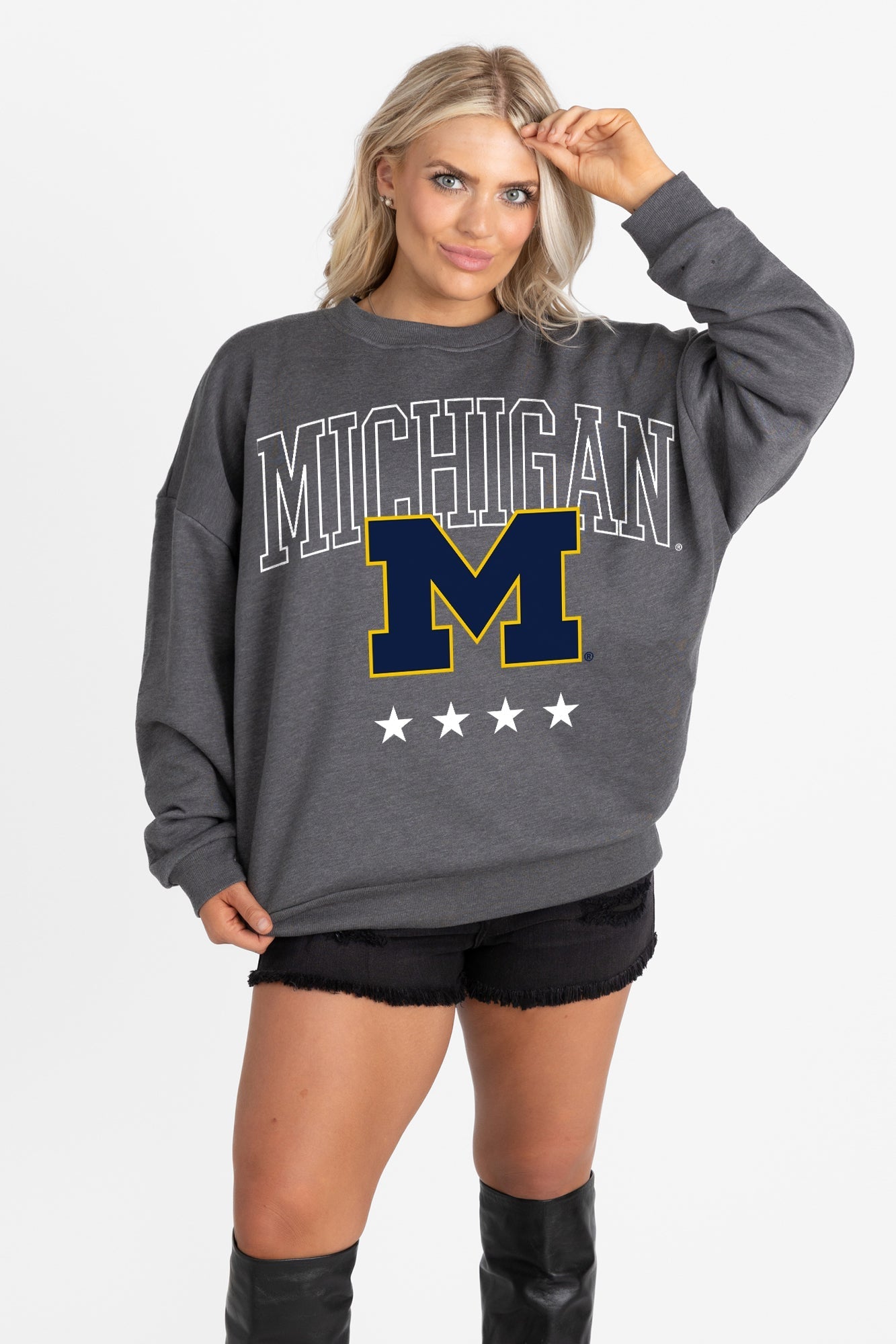 MICHIGAN WOLVERINES RISING STAR PREMIUM FLEECE CREWNECK PULLOVER