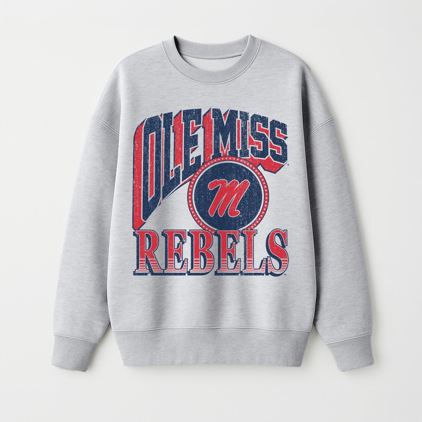 OLE MISS REBELS GAME ON PREMIUM FLEECE DROP SHOULDER CREWNECK PULLOVER