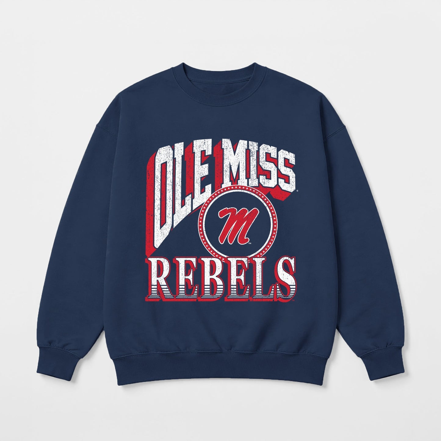 OLE MISS REBELS MAIN CHARACTER PREMIUM FLEECE DROP SHOULDER CREWNECK PULLOVER