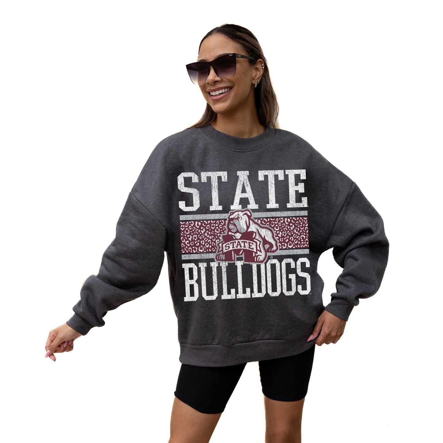 MISSISSIPPI STATE BULLDOGS WILD TAILGATE LONG SLEEVE UNISEX FIT PREMIUM FLEECE CREWNECK SWEATSHIRT WITH RIBBED KNIT NECKLINE, WRIST, AND WAISTBAND - The Club