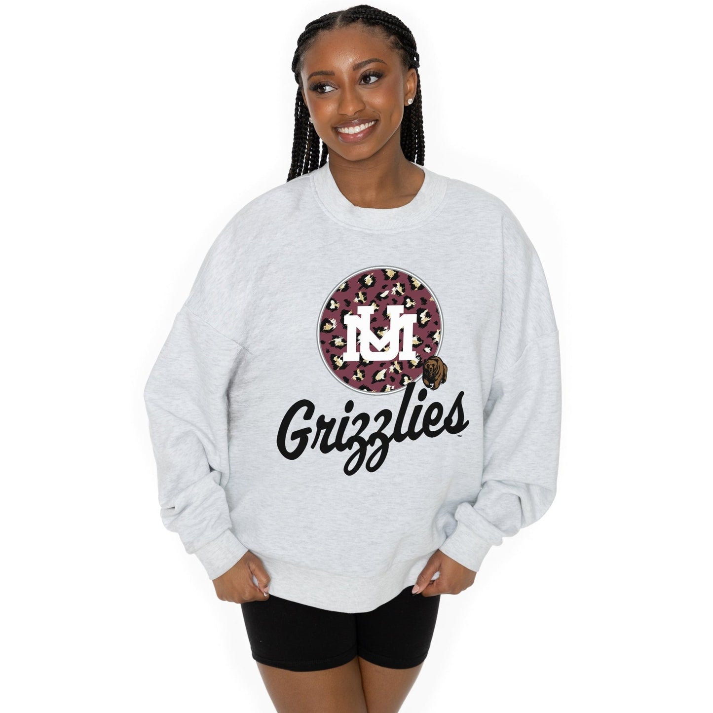 MONTANA GRIZZLIES GOING WILD LONG SLEEVE UNISEX FIT PREMIUM FLEECE CREWNECK SWEATSHIRT WITH RIBBED KNIT NECKLINE, WRIST, AND WAISTBAND - The Club