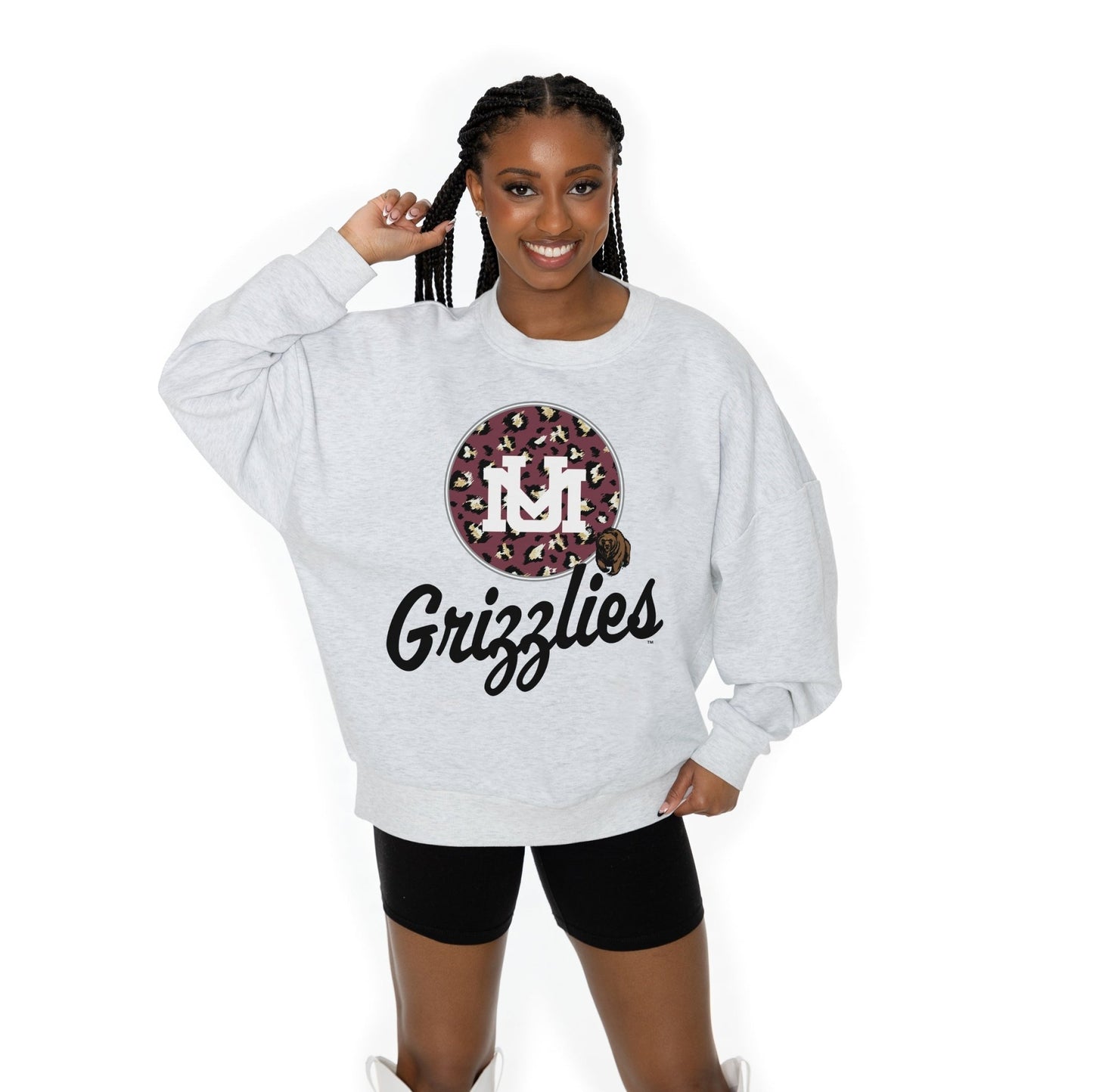 MONTANA GRIZZLIES GOING WILD LONG SLEEVE UNISEX FIT PREMIUM FLEECE CREWNECK SWEATSHIRT WITH RIBBED KNIT NECKLINE, WRIST, AND WAISTBAND - The Club