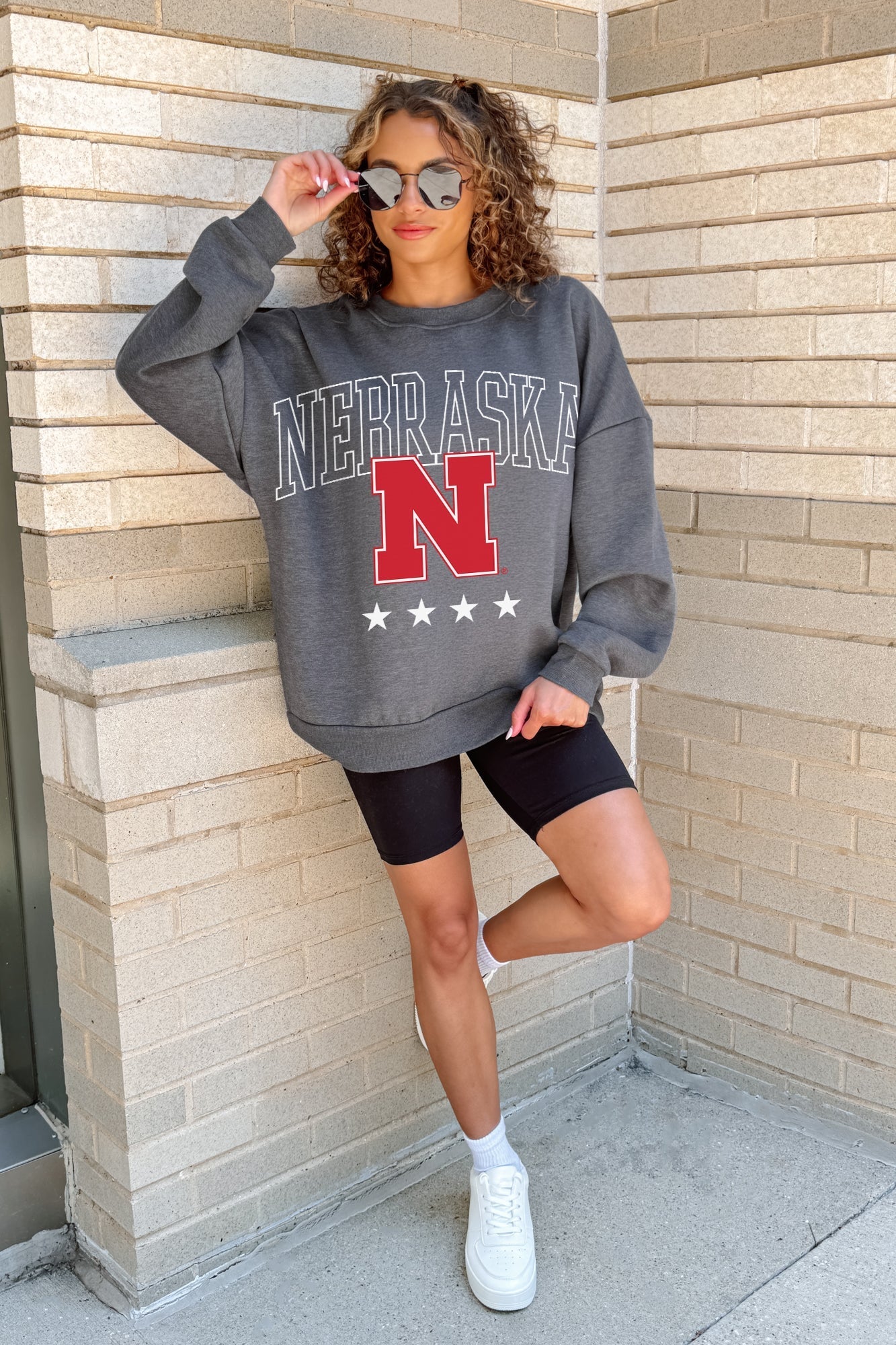 NEBRASKA CORNHUSKERS RISING STAR PREMIUM FLEECE CREWNECK PULLOVER