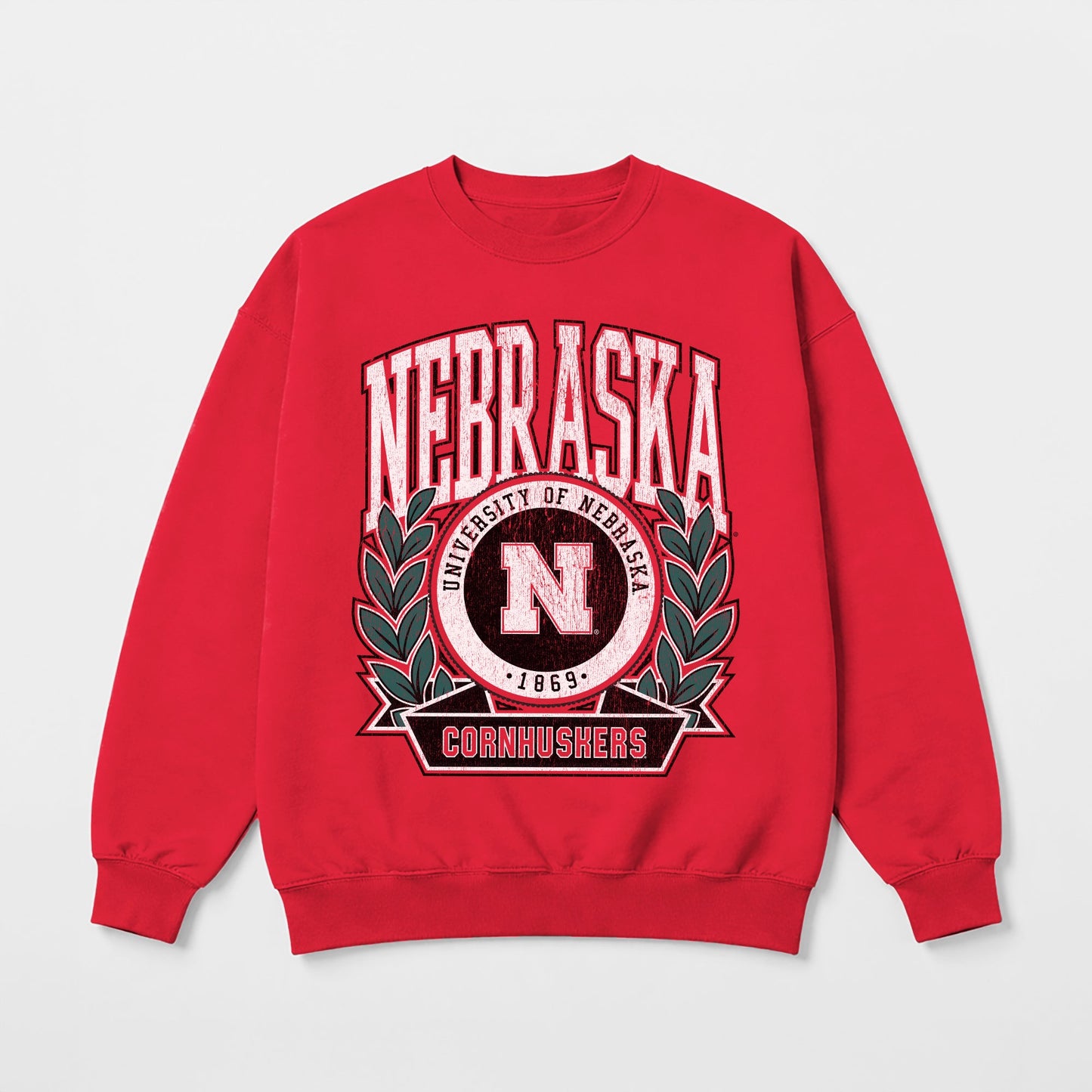 NEBRASKA CORNHUSKERS CLASSIC ARCHIVES PREMIUM FLEECE DROP SHOULDER CREWNECK PULLOVER