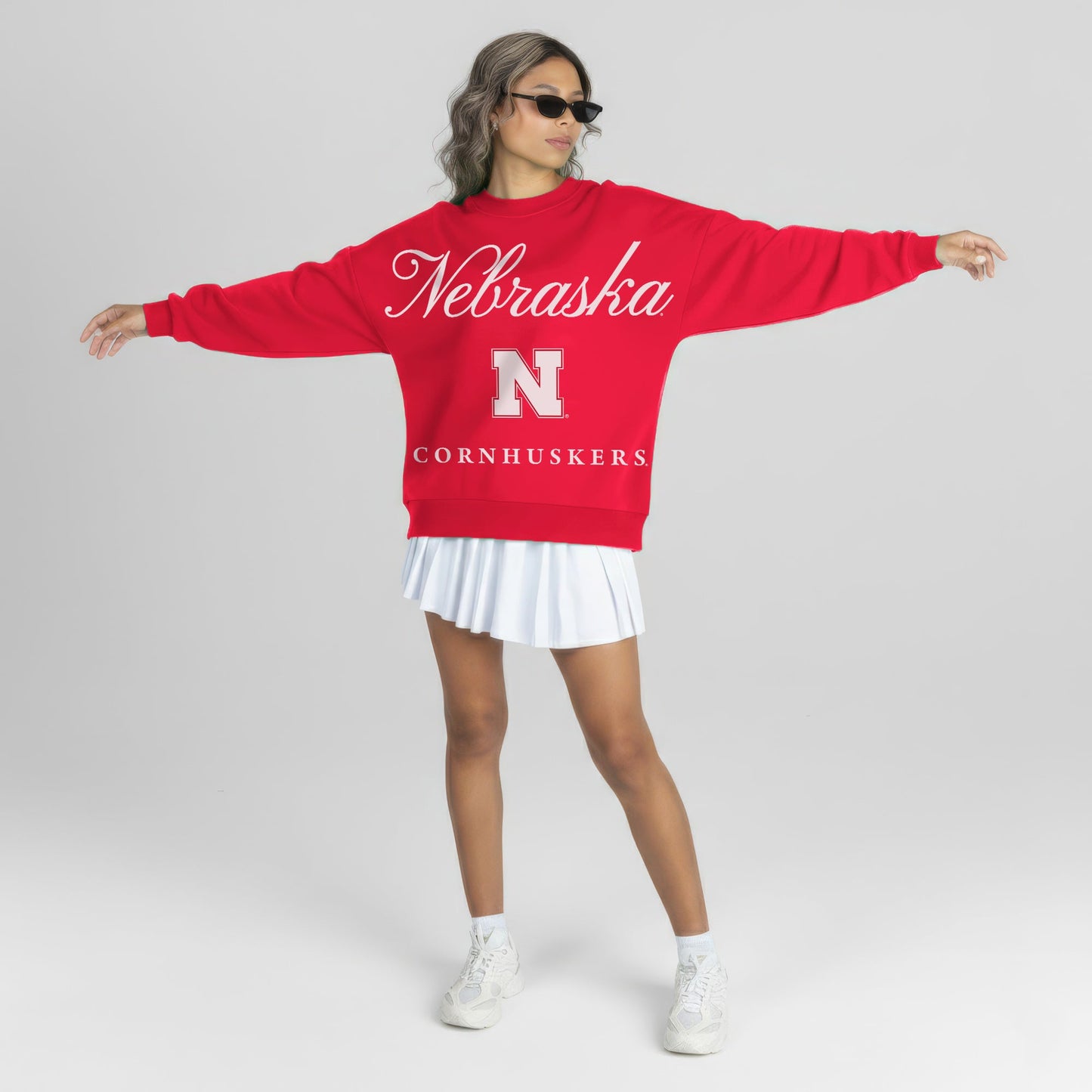NEBRASKA CORNHUSKERS LEGACY CLUB PREMIUM FLEECE DROP SHOULDER CREWNECK PULLOVER