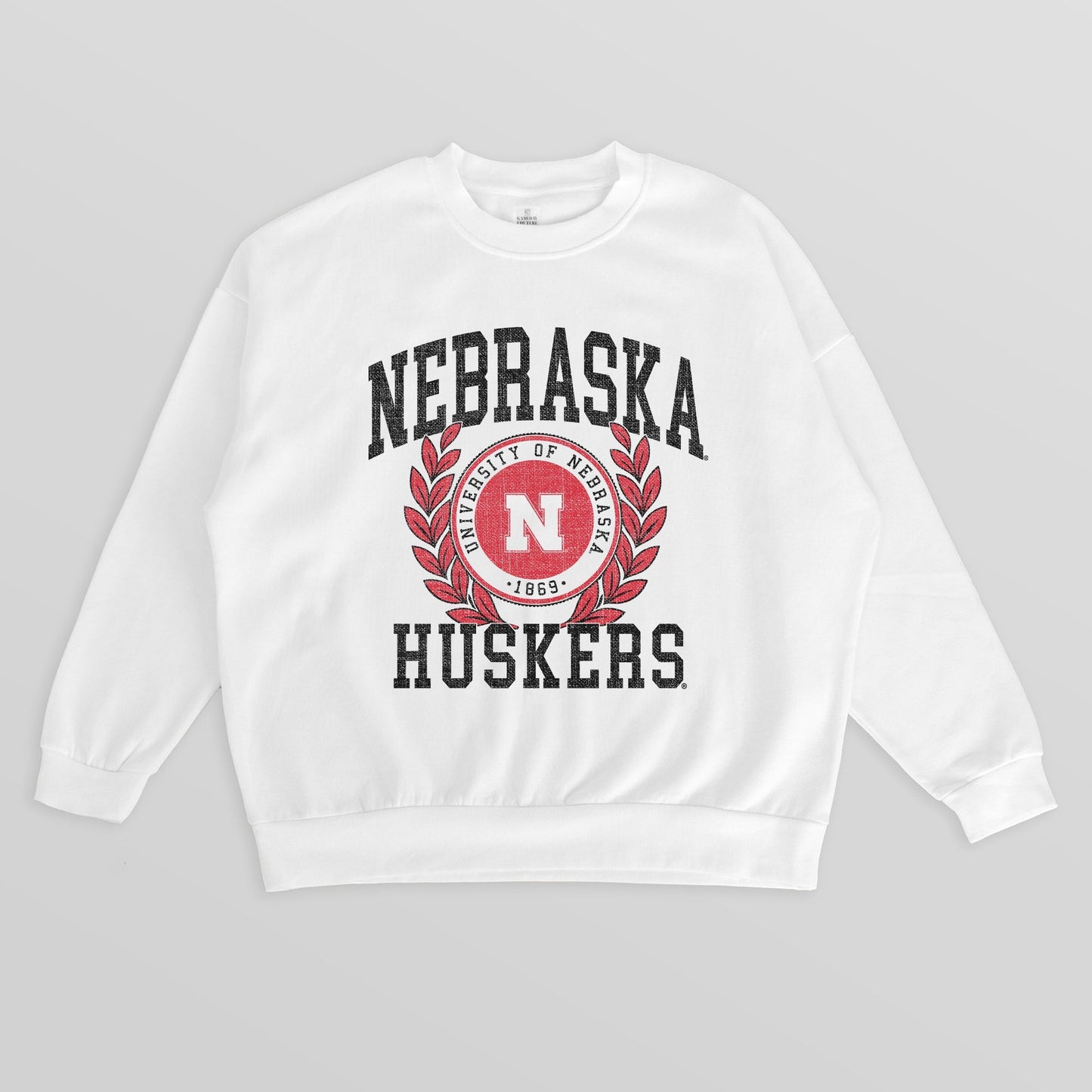 NEBRASKA CORNHUSKERS GOLD STANDARD PREMIUM FLEECE DROP SHOULDER CREWNECK PULLOVER