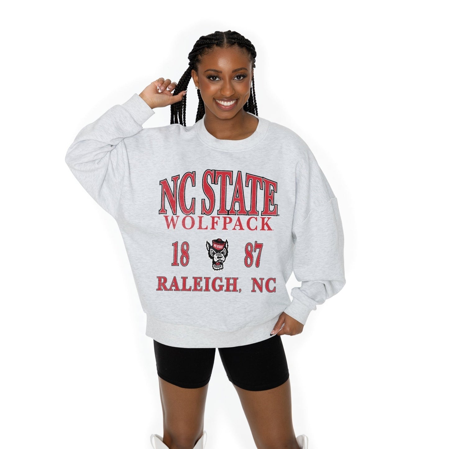 NORTH CAROLINA STATE WOLFPACK ALLEGIANCE LONG SLEEVE UNISEX FIT PREMIUM FLEECE CREWNECK SWEATSHIRT WITH RIBBED KNIT NECKLINE, WRIST, AND WAISTBAND - The Club