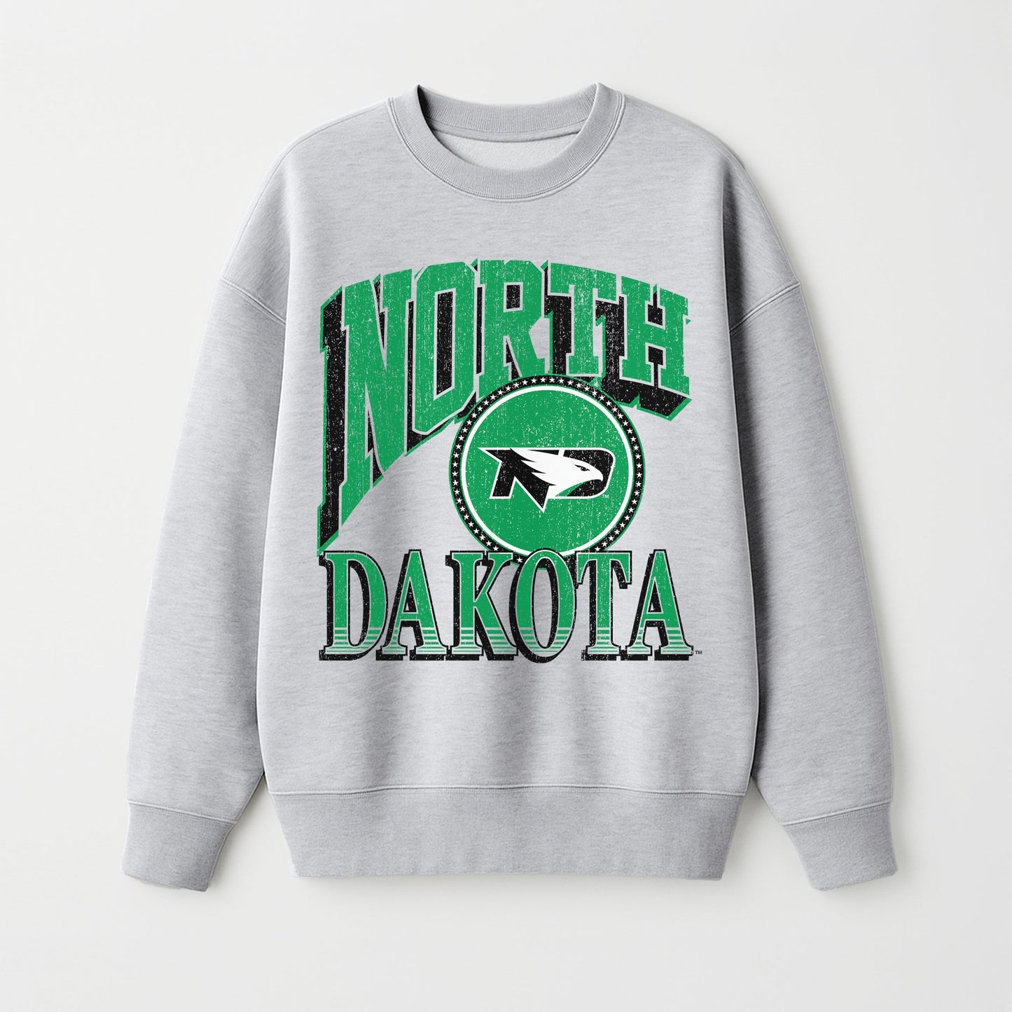 NORTH DAKOTA FIGHTING HAWKS GAME ON PREMIUM FLEECE DROP SHOULDER CREWNECK PULLOVER