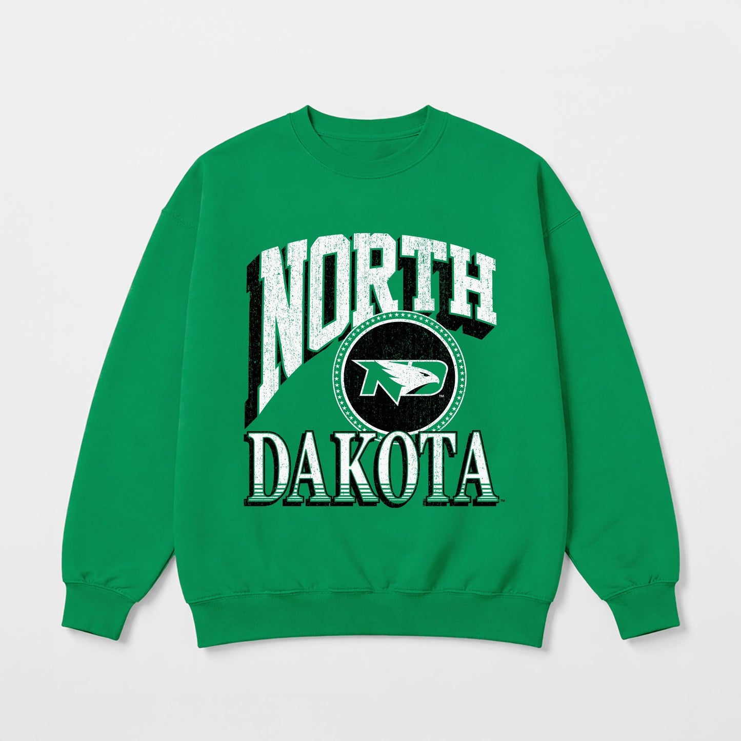 NORTH DAKOTA FIGHTING HAWKS MAIN CHARACTER PREMIUM FLEECE DROP SHOULDER CREWNECK PULLOVER