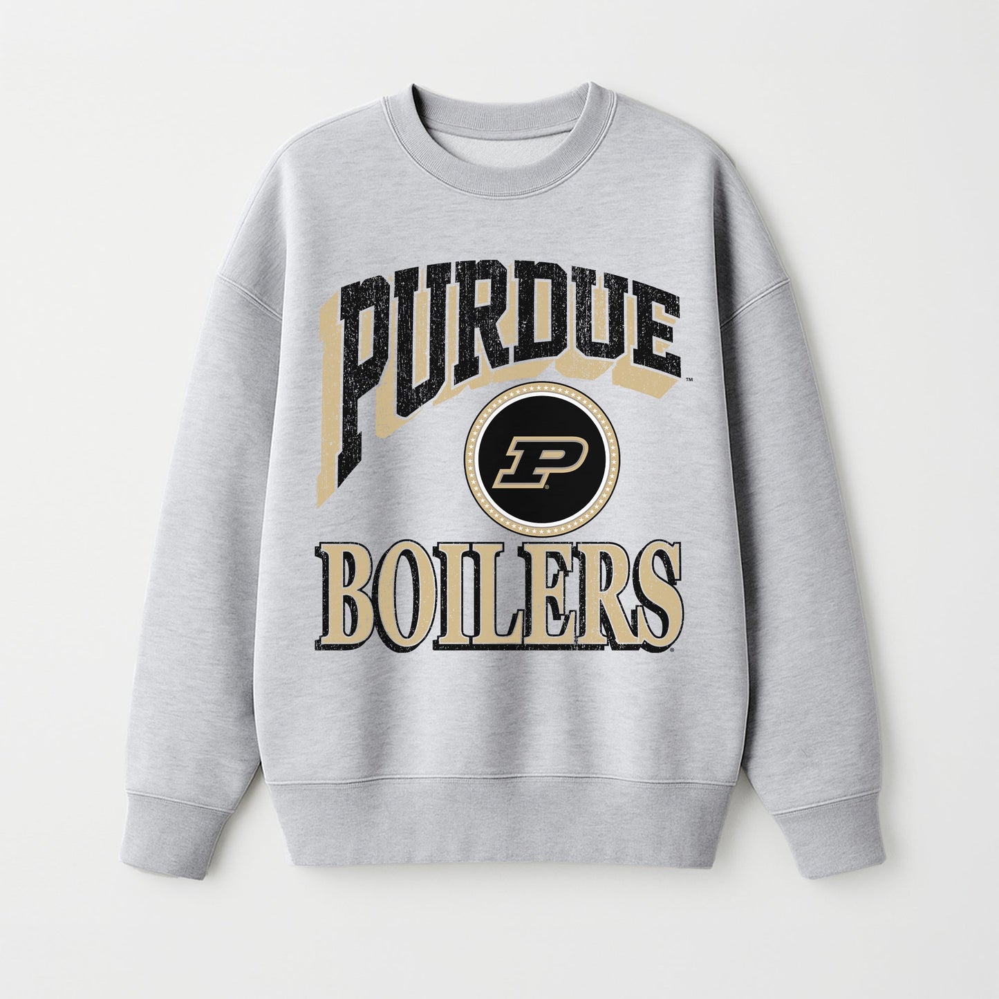 PURDUE BOILERMAKERS GAME ON PREMIUM FLEECE DROP SHOULDER CREWNECK PULLOVER