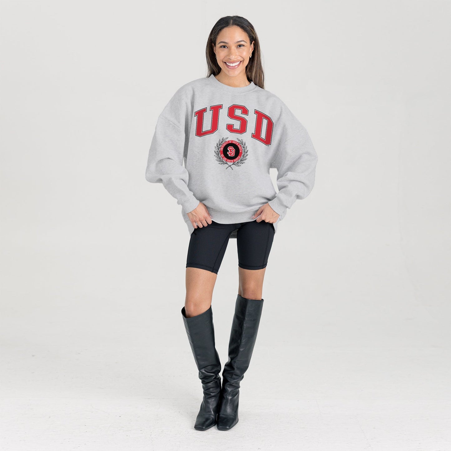 SOUTH DAKOTA COYOTES TRADITION REFINED PREMIUM FLEECE CREWNECK PULLOVER