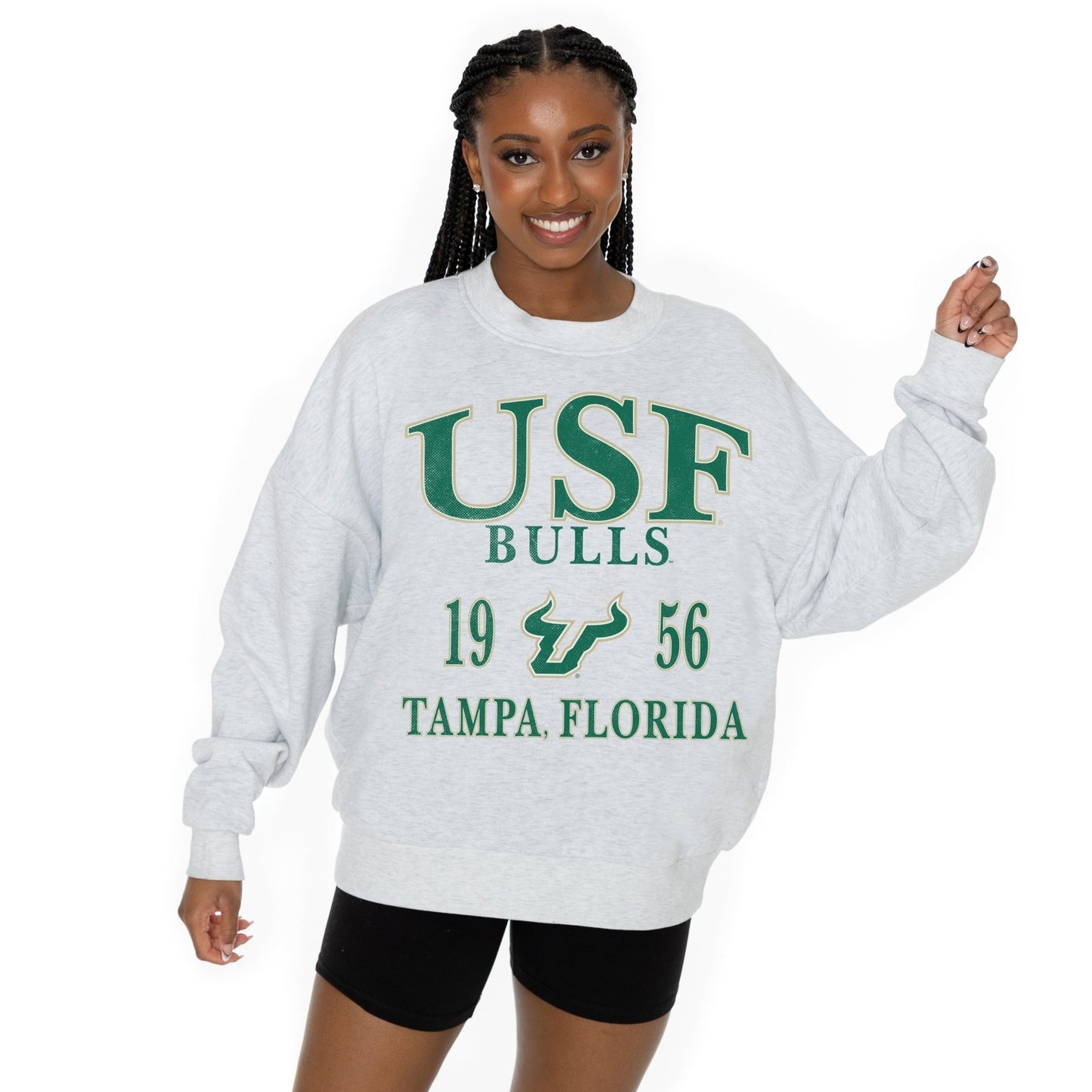 SOUTH FLORIDA BULLS ALLEGIANCE LONG SLEEVE UNISEX FIT PREMIUM FLEECE CREWNECK SWEATSHIRT WITH RIBBED KNIT NECKLINE, WRIST, AND WAISTBAND - The Club