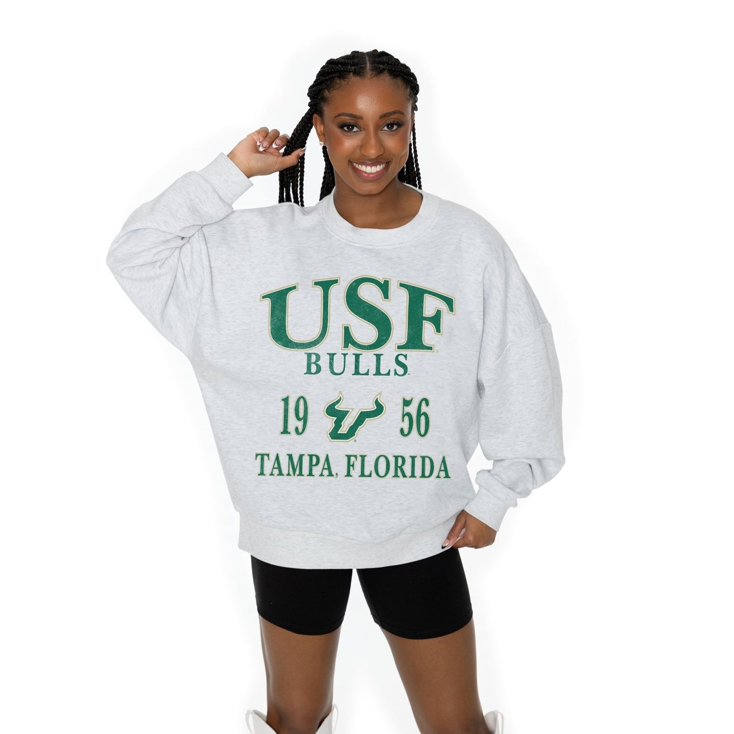 SOUTH FLORIDA BULLS ALLEGIANCE LONG SLEEVE UNISEX FIT PREMIUM FLEECE CREWNECK SWEATSHIRT WITH RIBBED KNIT NECKLINE, WRIST, AND WAISTBAND - The Club