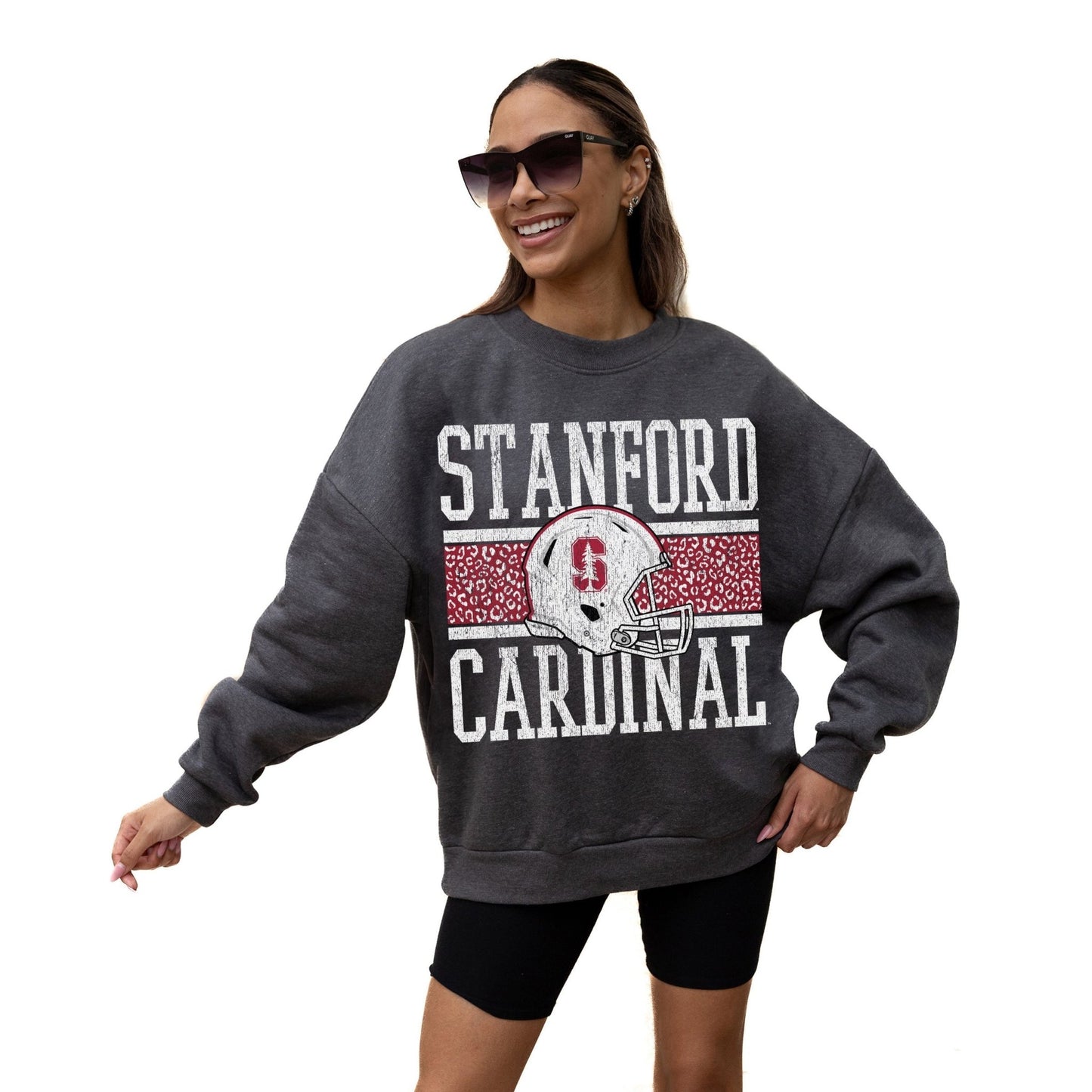 STANFORD CARDINAL WILD TAILGATE LONG SLEEVE UNISEX FIT PREMIUM FLEECE CREWNECK SWEATSHIRT WITH RIBBED KNIT NECKLINE, WRIST, AND WAISTBAND - The Club