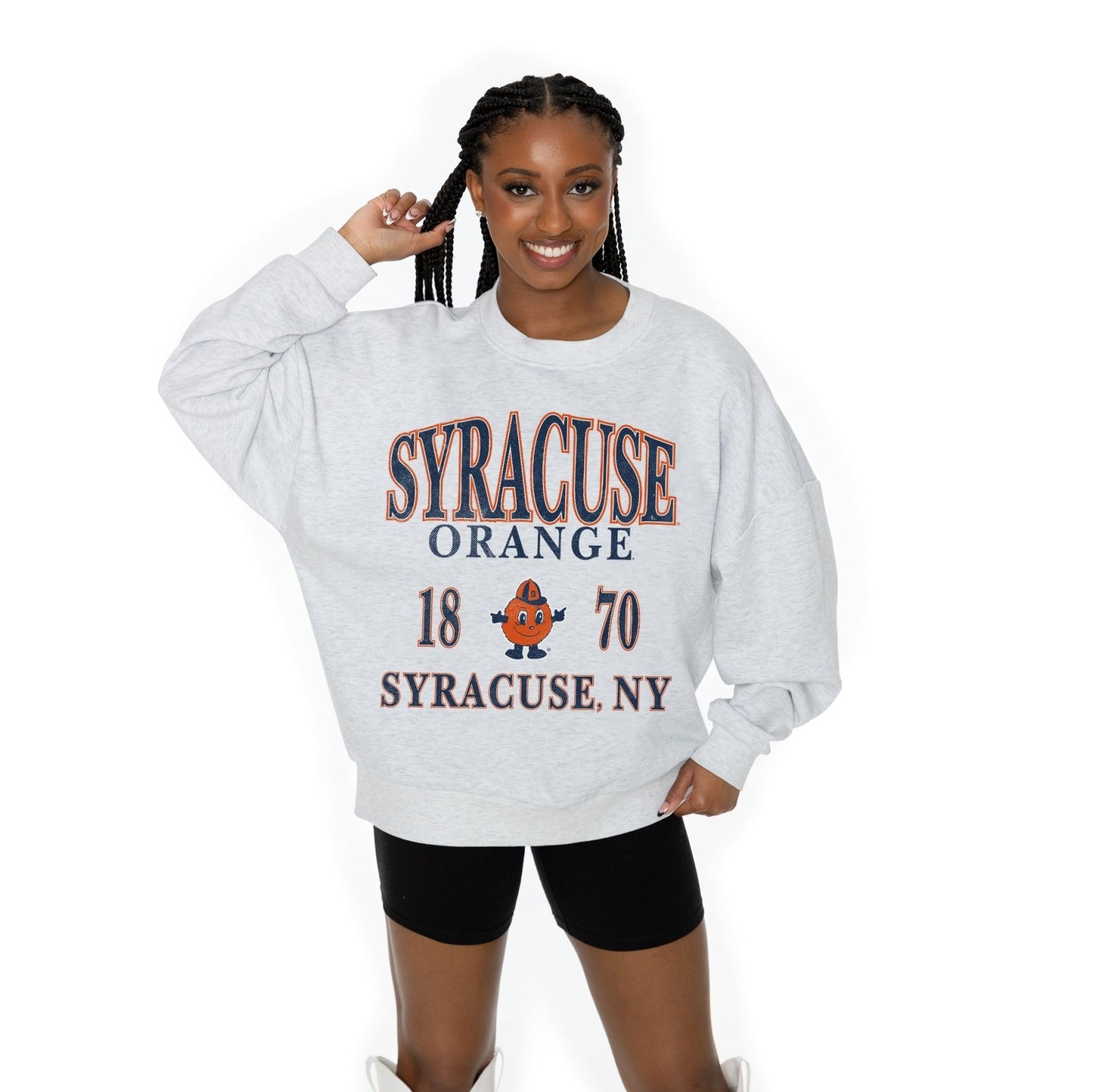 SYRACUSE ORANGE ALLEGIANCE LONG SLEEVE UNISEX FIT PREMIUM FLEECE CREWNECK SWEATSHIRT WITH RIBBED KNIT NECKLINE, WRIST, AND WAISTBAND - The Club
