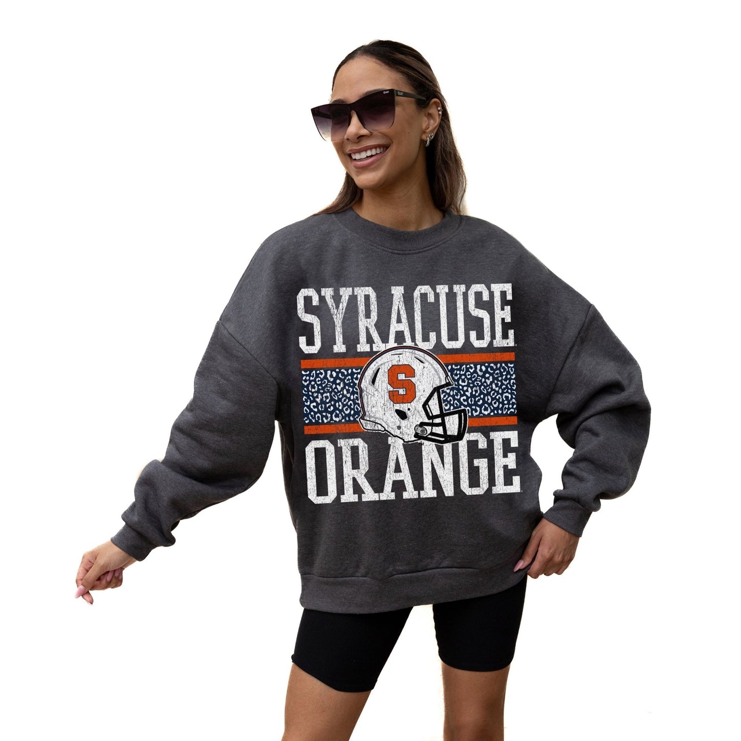 SYRACUSE ORANGE WILD TAILGATE LONG SLEEVE UNISEX FIT PREMIUM FLEECE CREWNECK SWEATSHIRT WITH RIBBED KNIT NECKLINE, WRIST, AND WAISTBAND - The Club