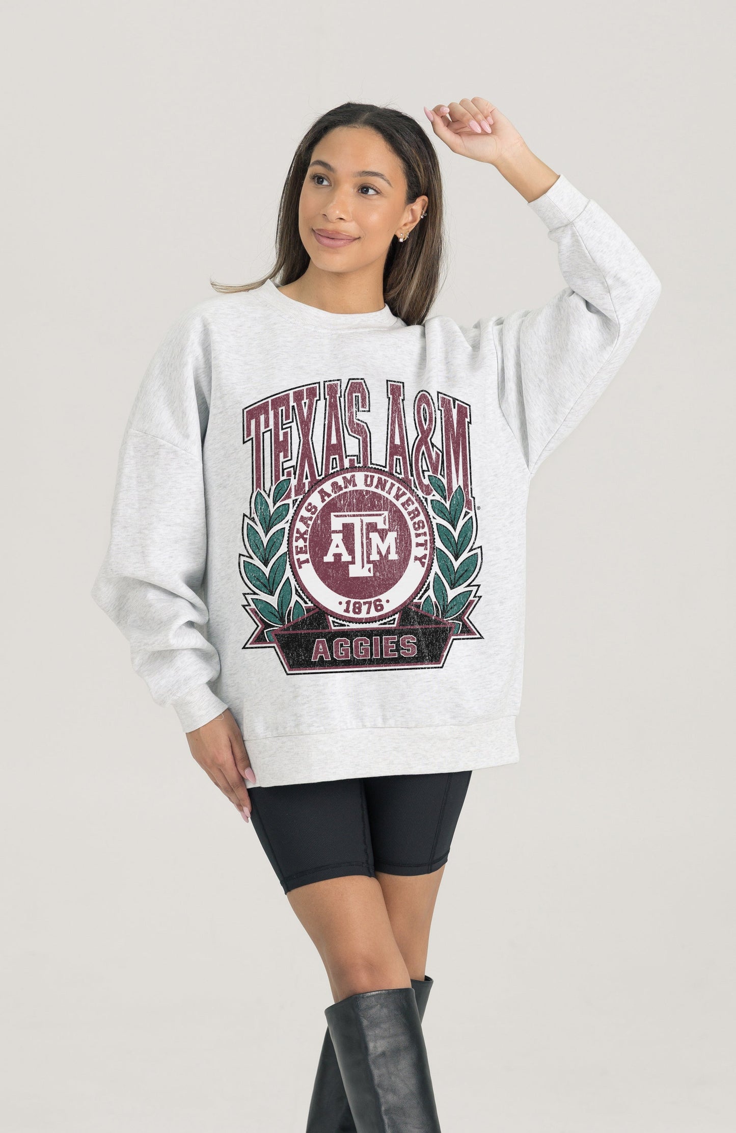 TEXAS A&M AGGIES HERITAGE PREMIUM FLEECE DROP SHOULDER CREWNECK PULLOVER