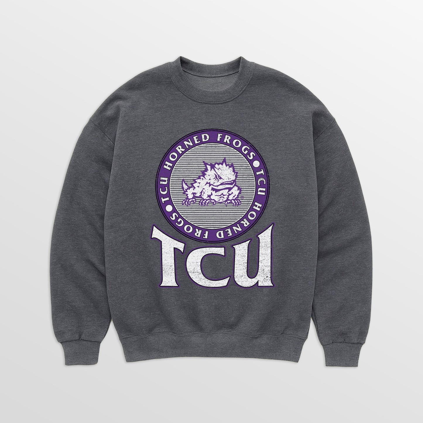 TCU HORNED FROGS SATURDAY SEAL PREMIUM FLEECE DROP SHOULDER CREWNECK PULLOVER