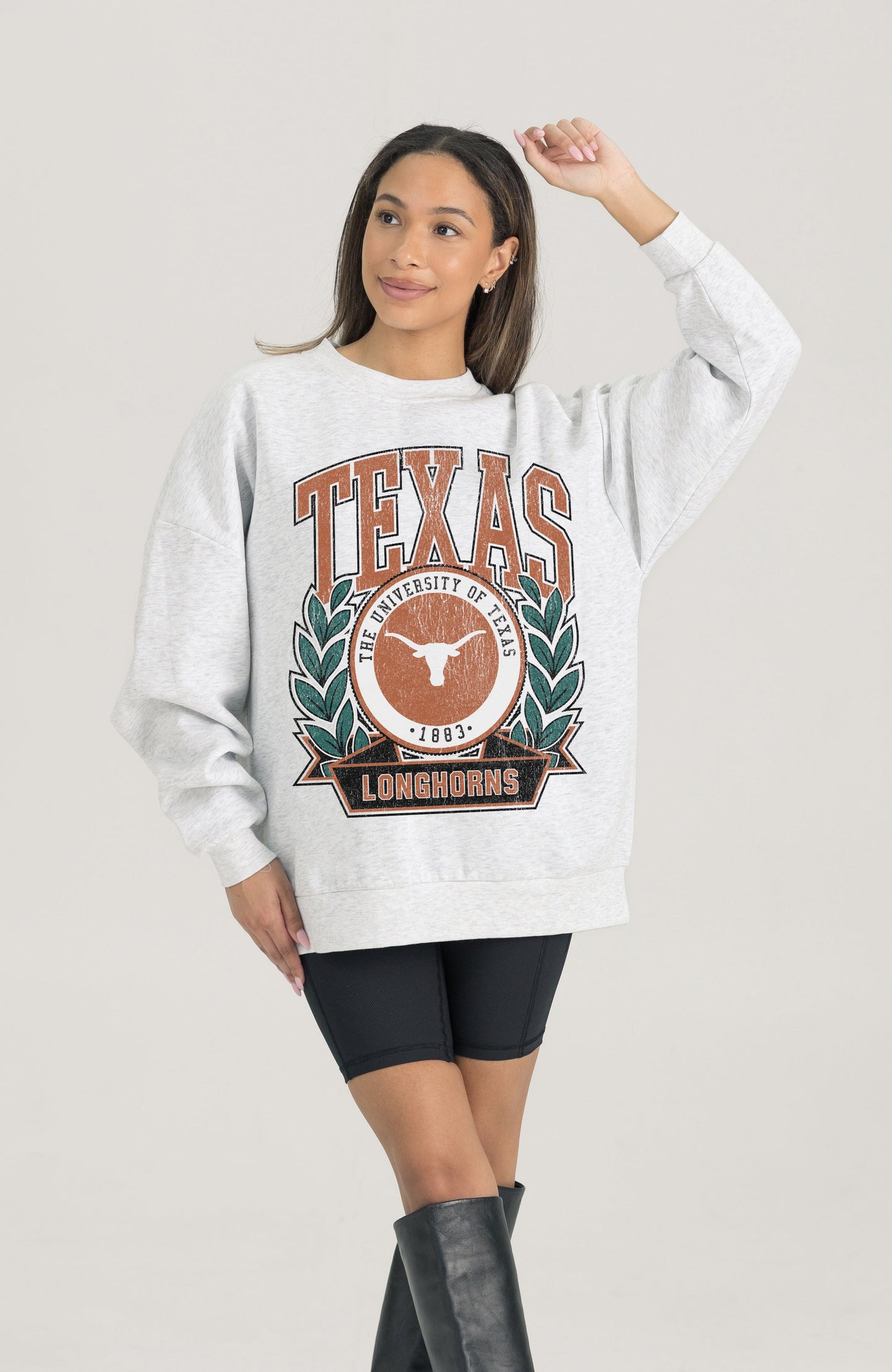 TEXAS LONGHORNS HERITAGE PREMIUM FLEECE DROP SHOULDER CREWNECK PULLOVER