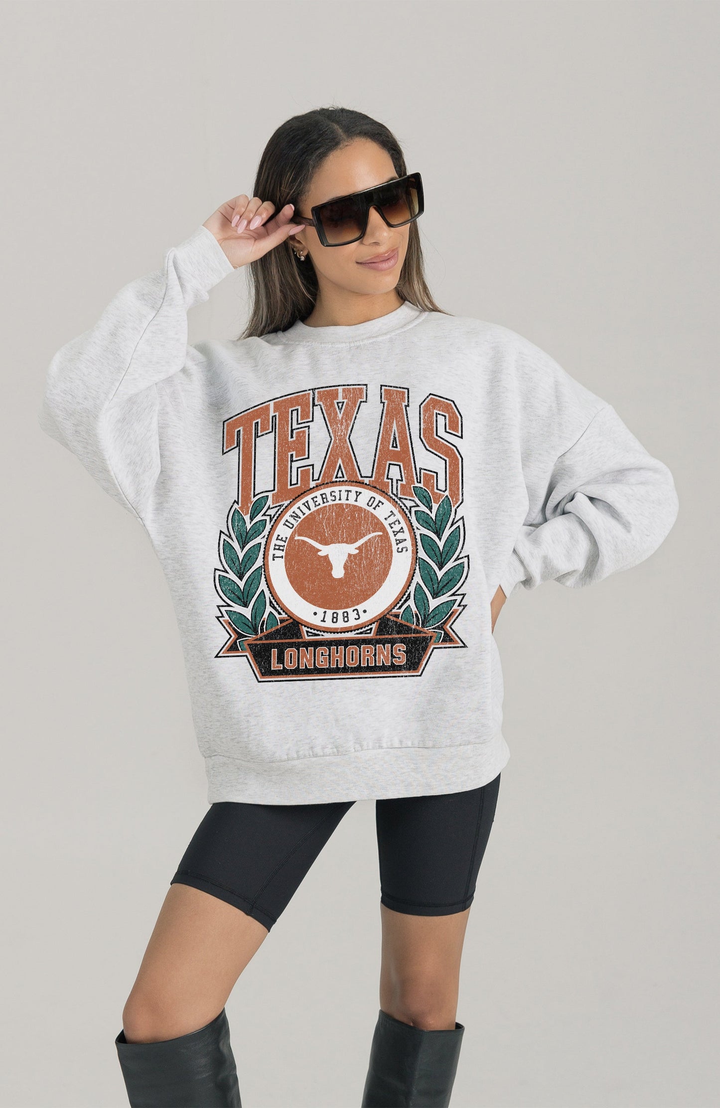TEXAS LONGHORNS HERITAGE PREMIUM FLEECE DROP SHOULDER CREWNECK PULLOVER