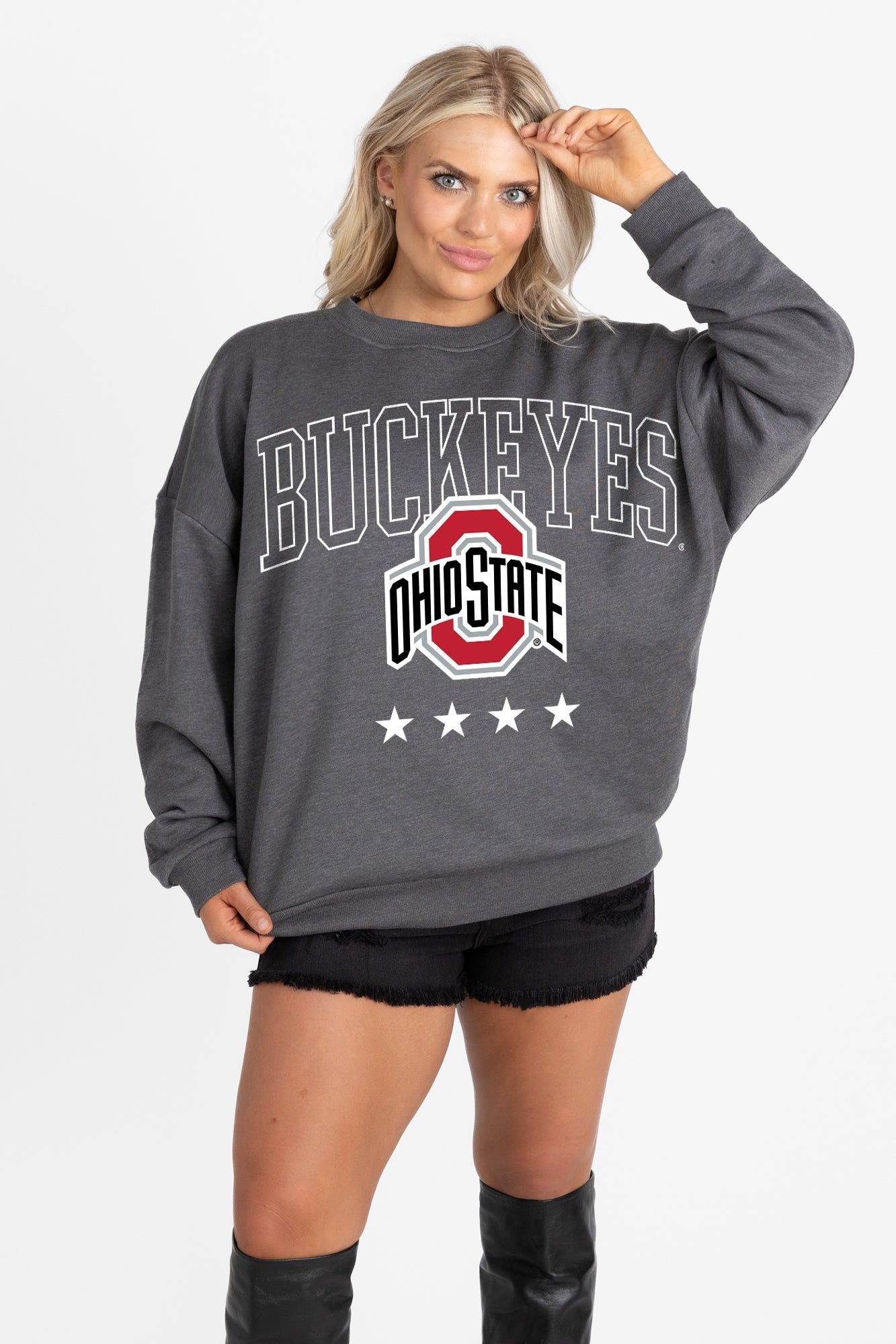 OHIO STATE BUCKEYES RISING STAR PREMIUM FLEECE CREWNECK PULLOVER