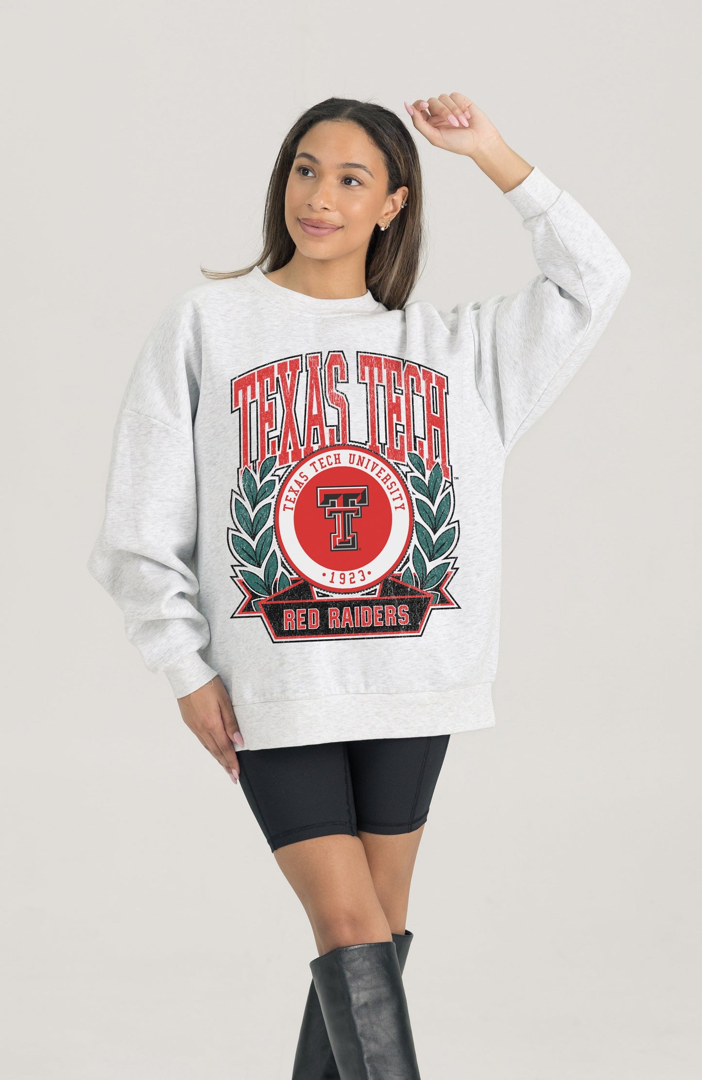 TEXAS TECH RED RAIDERS HERITAGE PREMIUM FLEECE DROP SHOULDER CREWNECK PULLOVER