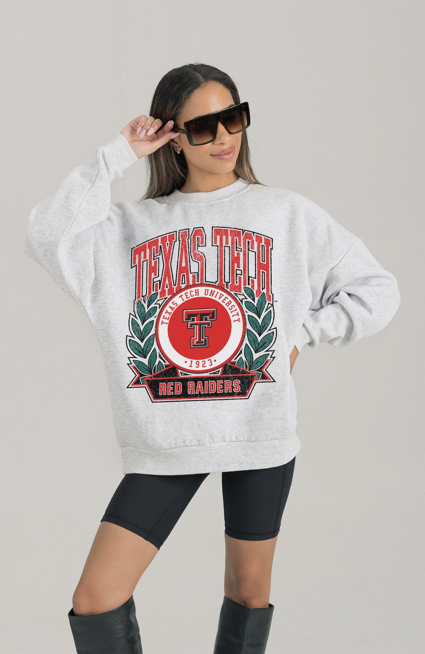 TEXAS TECH RED RAIDERS HERITAGE PREMIUM FLEECE DROP SHOULDER CREWNECK PULLOVER