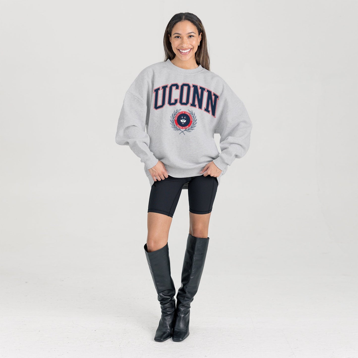 UCONN HUSKIES TRADITION REFINED PREMIUM FLEECE CREWNECK PULLOVER