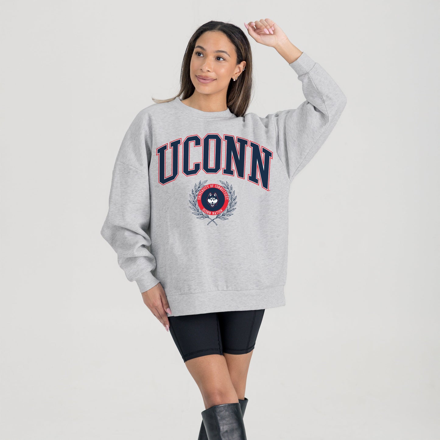 UCONN HUSKIES TRADITION REFINED PREMIUM FLEECE CREWNECK PULLOVER