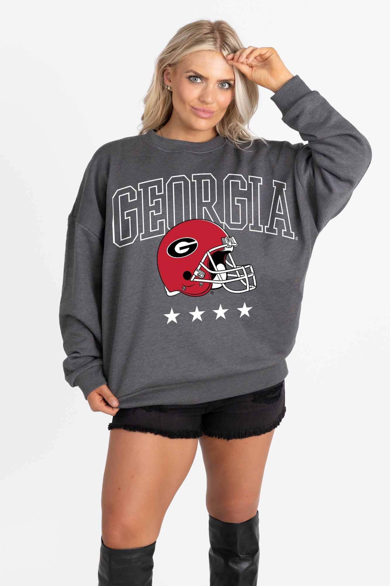 GEORGIA BULLDOGS RISING STAR PREMIUM FLEECE CREWNECK PULLOVER